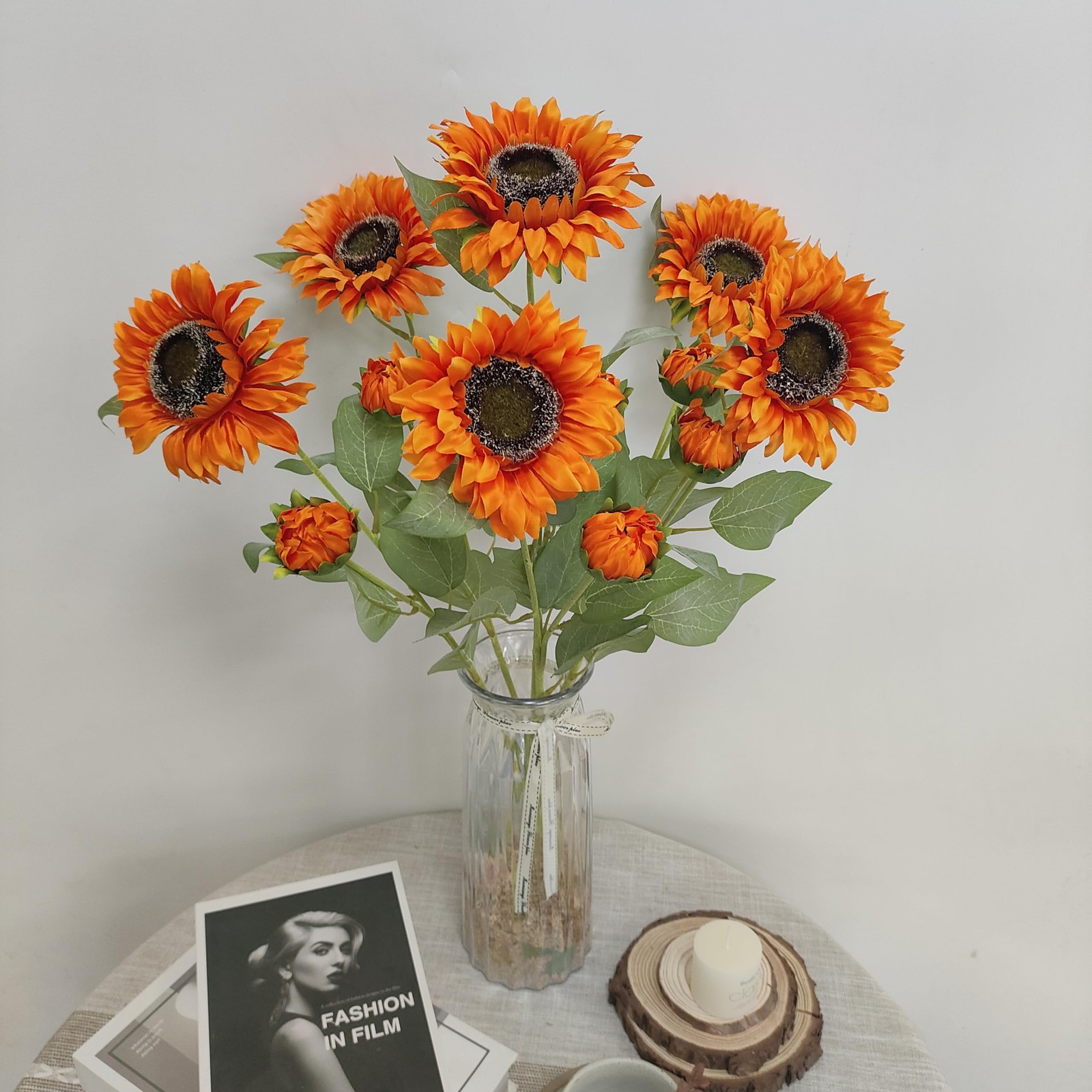 6 Pcs Red Artificial Sunflowers Fake Sun Flowers for Home Decor Wedding