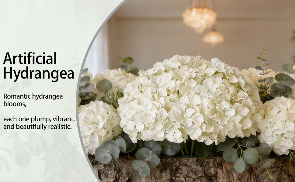 100 PCS White Hydrangea Artificial Flowers, Faux Hydrangea Flowers, Fake