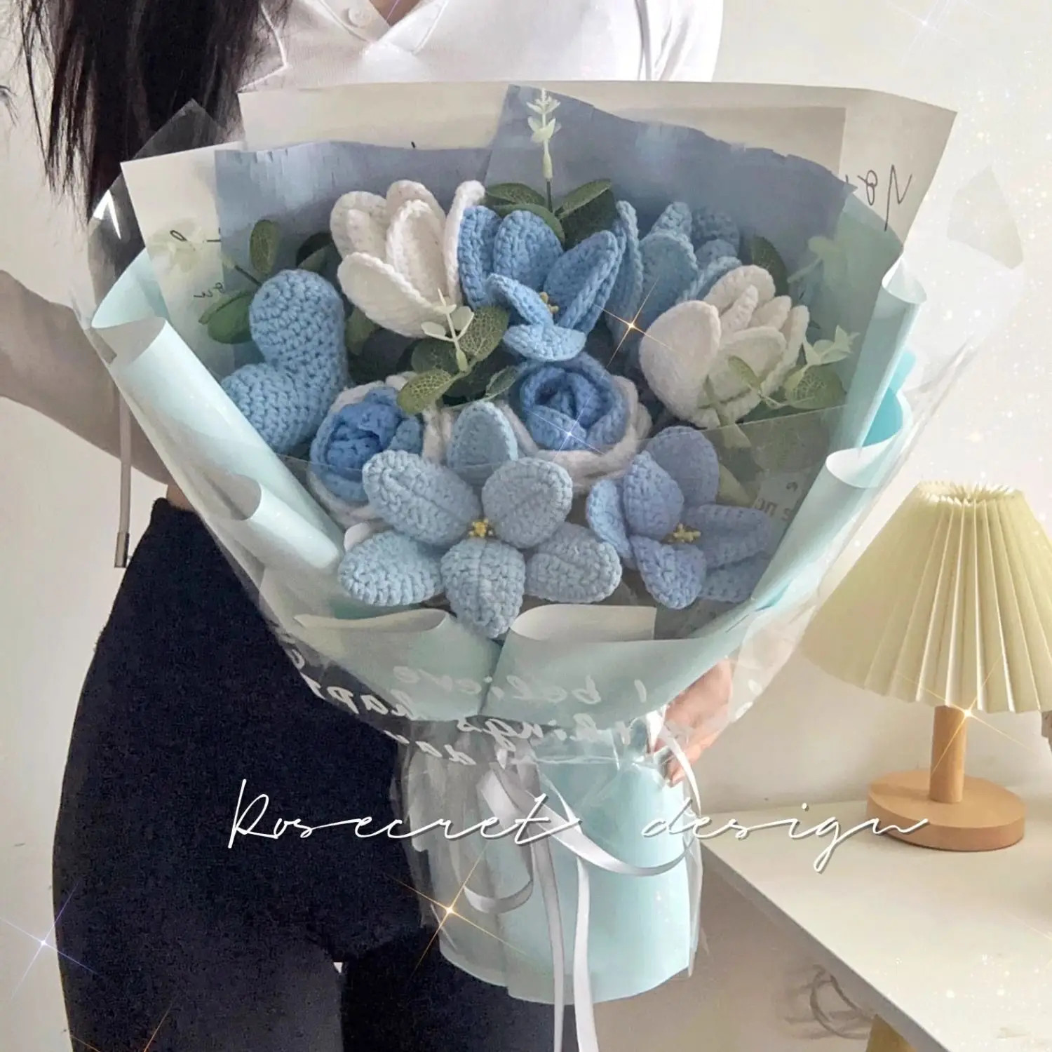 Handcrafted Rose and Tulip Knitted Bouquet for Birthdays and Special Occasions