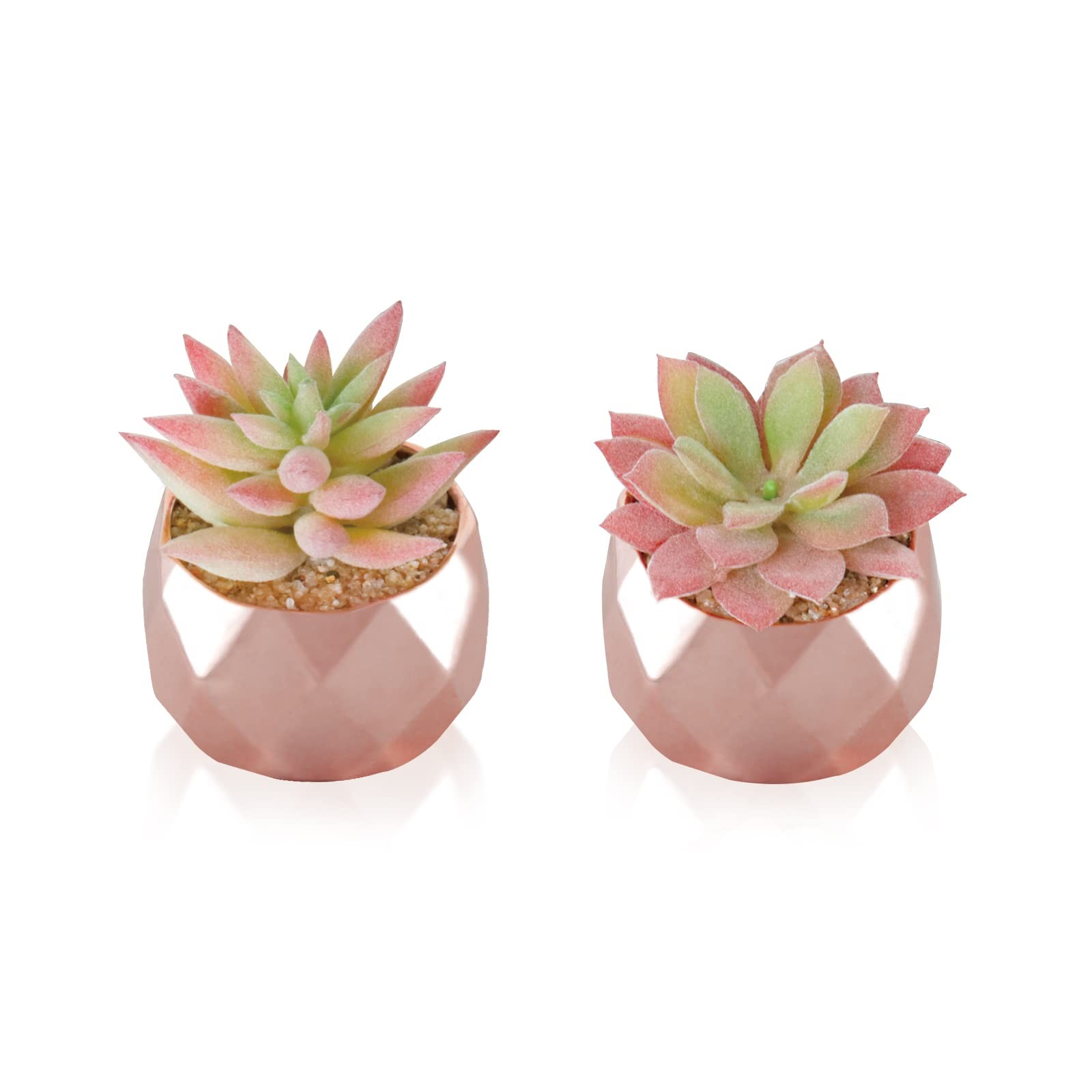 Artificial Faux Succulents, Pots, Mini Rose Gold Fake Plants, Desk, Realistic