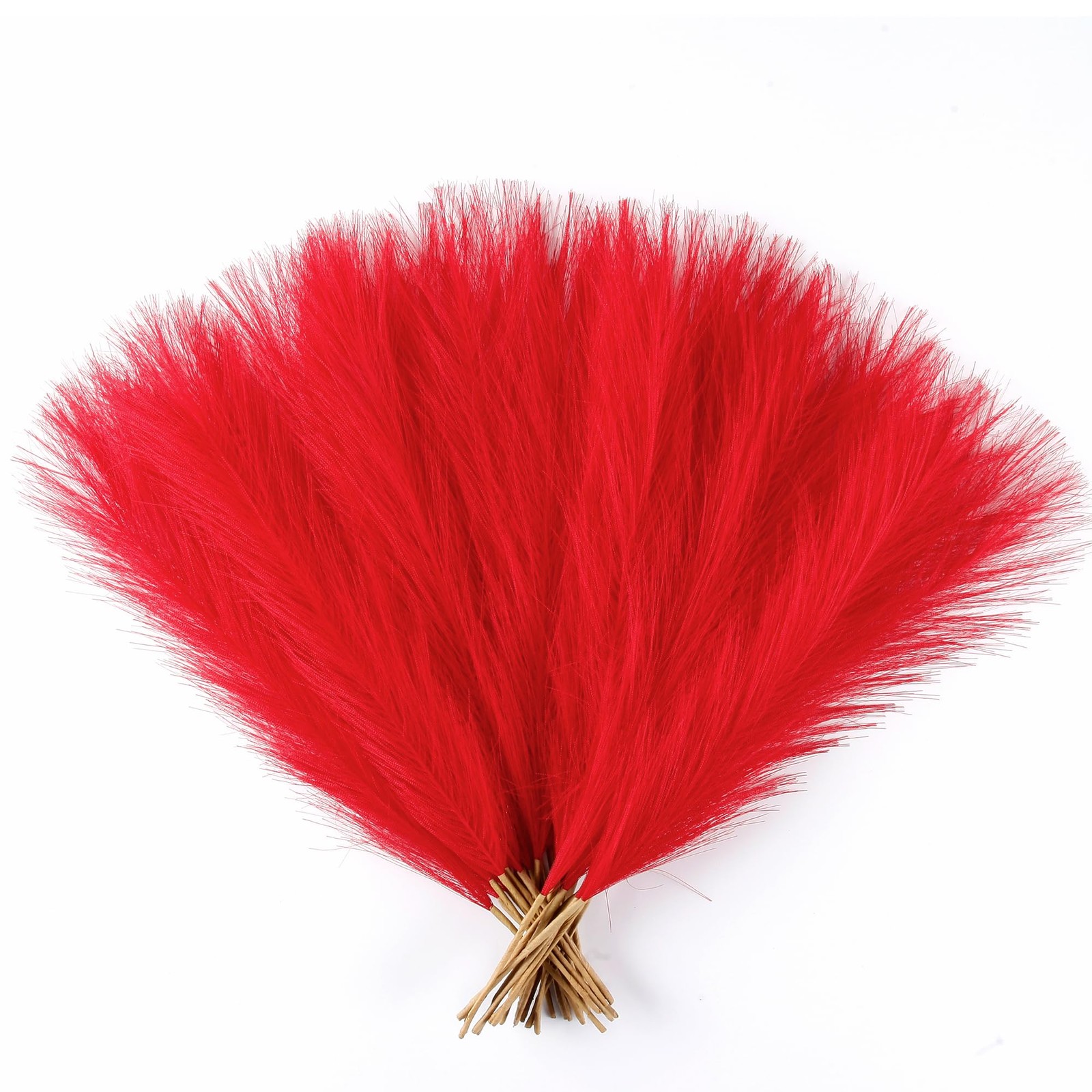 Red Pampas Grass Small, 30 Pcs 17″ Faux Pampas Grass Short Decor, Pompas Gras…