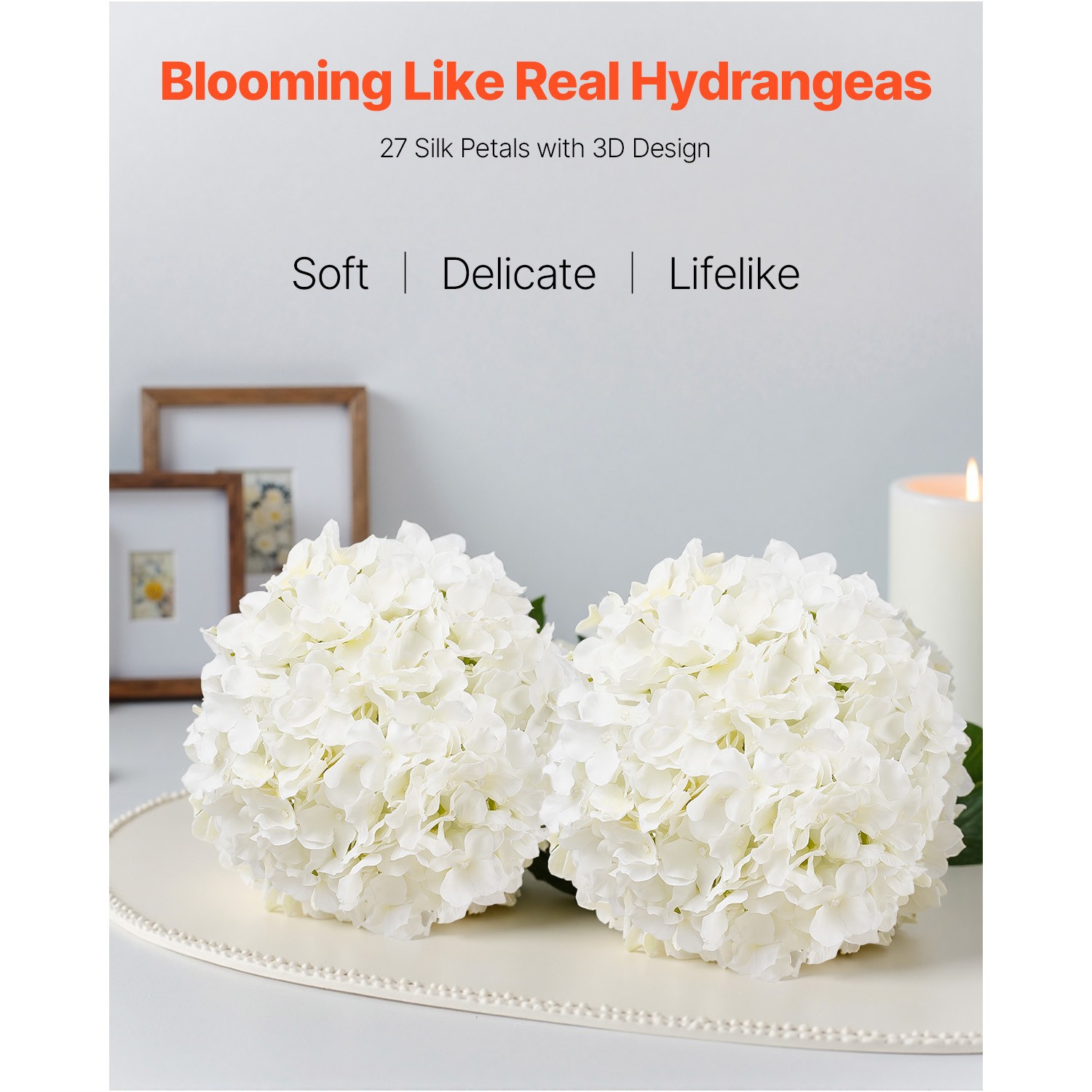 Uimoso 65 Pieces Artificial Silk Hydrangea Flower Bouquets, 9.8 Inches, White