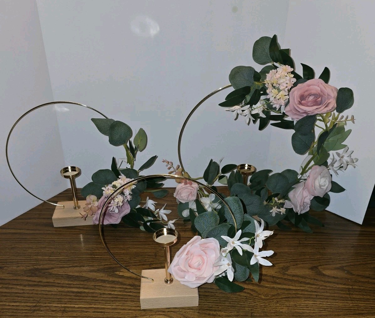 Ling’s Moment Hoop Wreath Floral Centerpieces for Sweetheart Table, Blush Pink