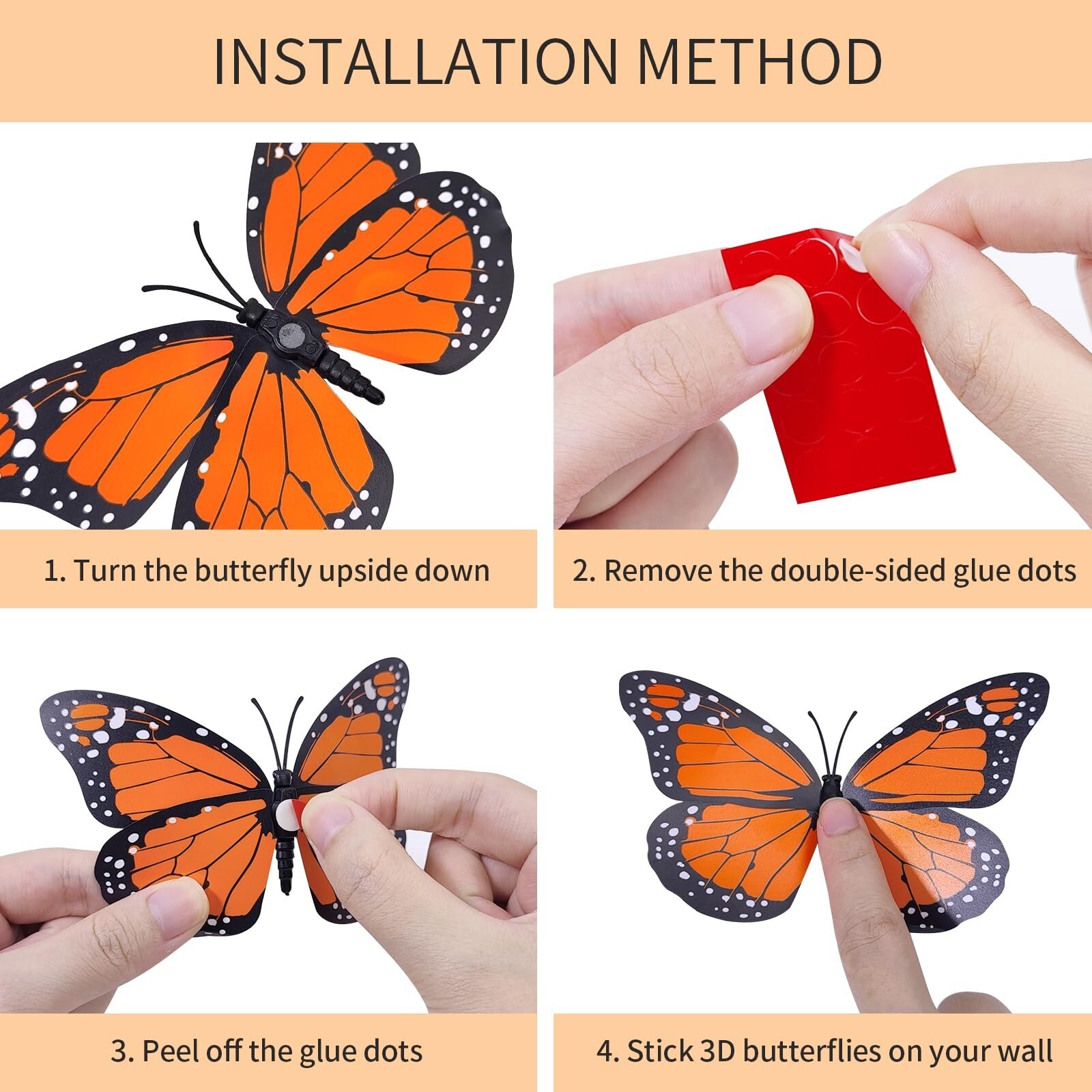 10PCS Exquisite Monarch Butterfly Decorations, Premium Artificial Orange Mona…