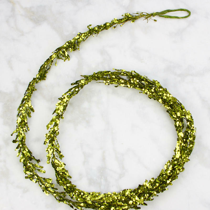Factory Direct Craft Glittery Light Green Feather and Grass Garlands | 2 Ga