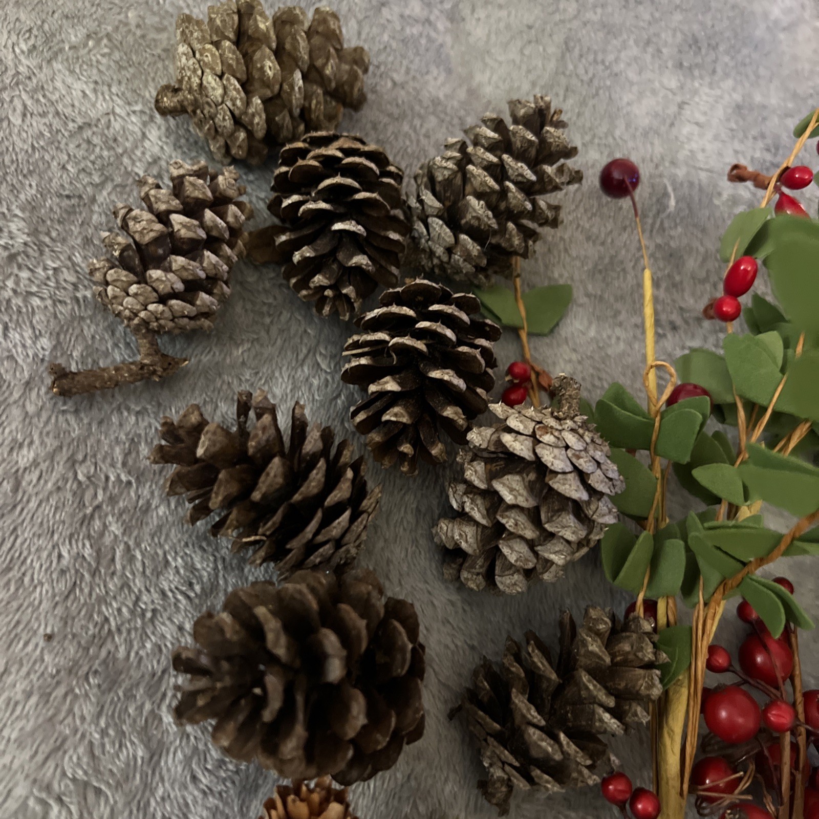 Christmas Floral Pick & Candle Ring Lot Rustic Berry Pinecone Greenery DIY