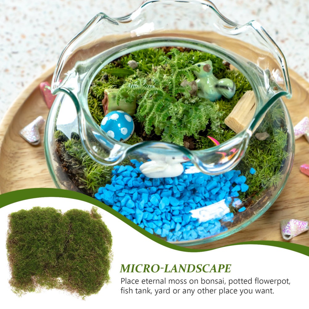 Pack of 5 Reusable Artificial Moss Grass Green for DIY Mini Garden