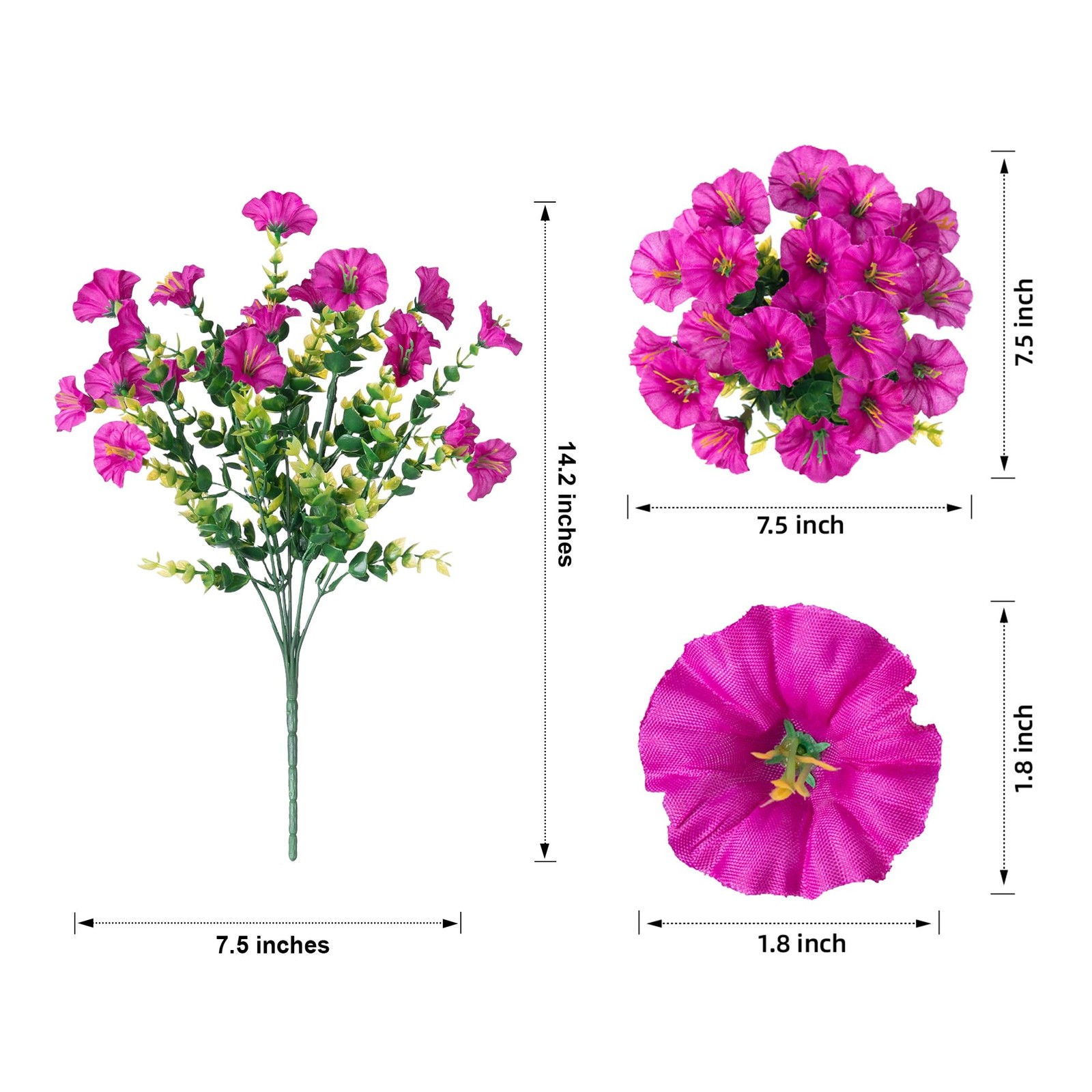 Artificial Flowers for Outdoors Fake Plants Outside Decoration, 12 Bundles Si…