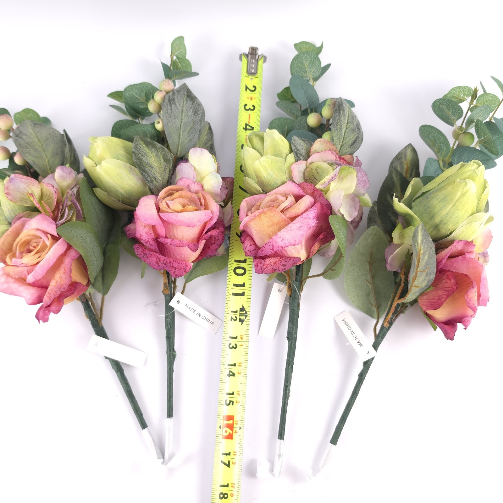 4Pc Watercolor Rose, Hydrangea and Artichoke Picks by Valerie
