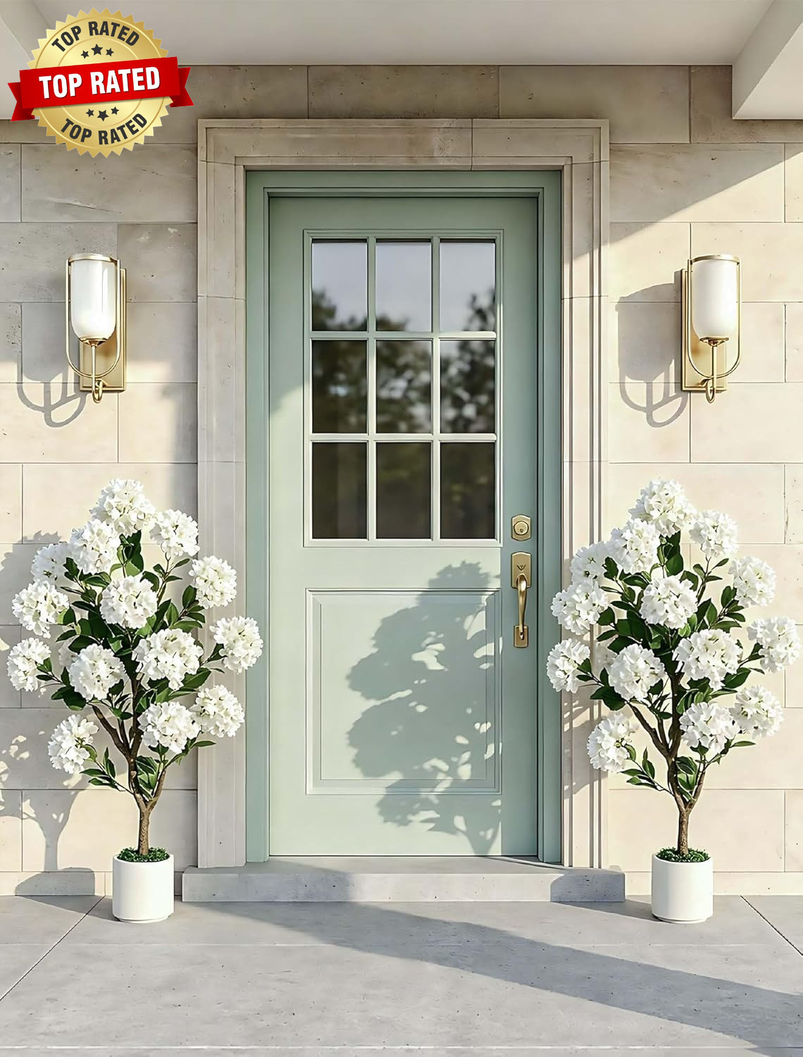 Artificial Flower Tree for Porch: 3.6Ft White Crape Myrtle, 2Pcs | Realistic Sil