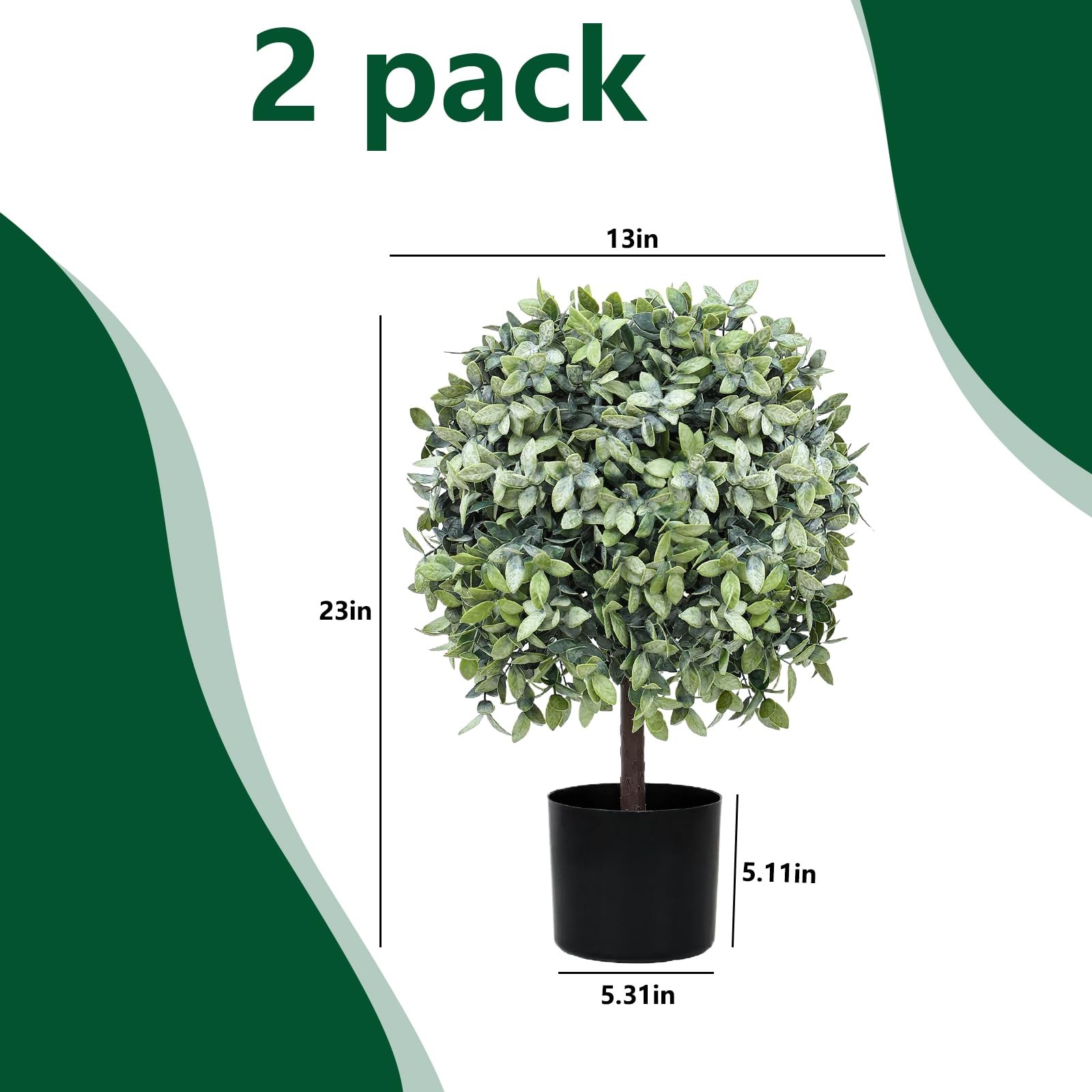 Topiary Trees Artificial Outdoor for Front Porch Set of 2 Faux Shrub Plants (…