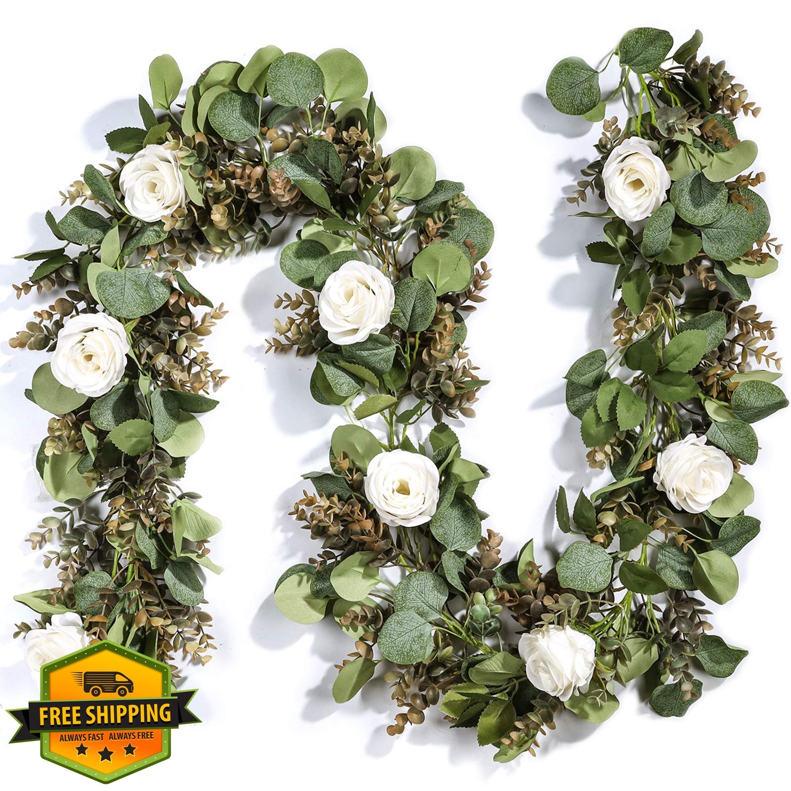 Der Rose rose eucalyptus garland White 1 Pc
