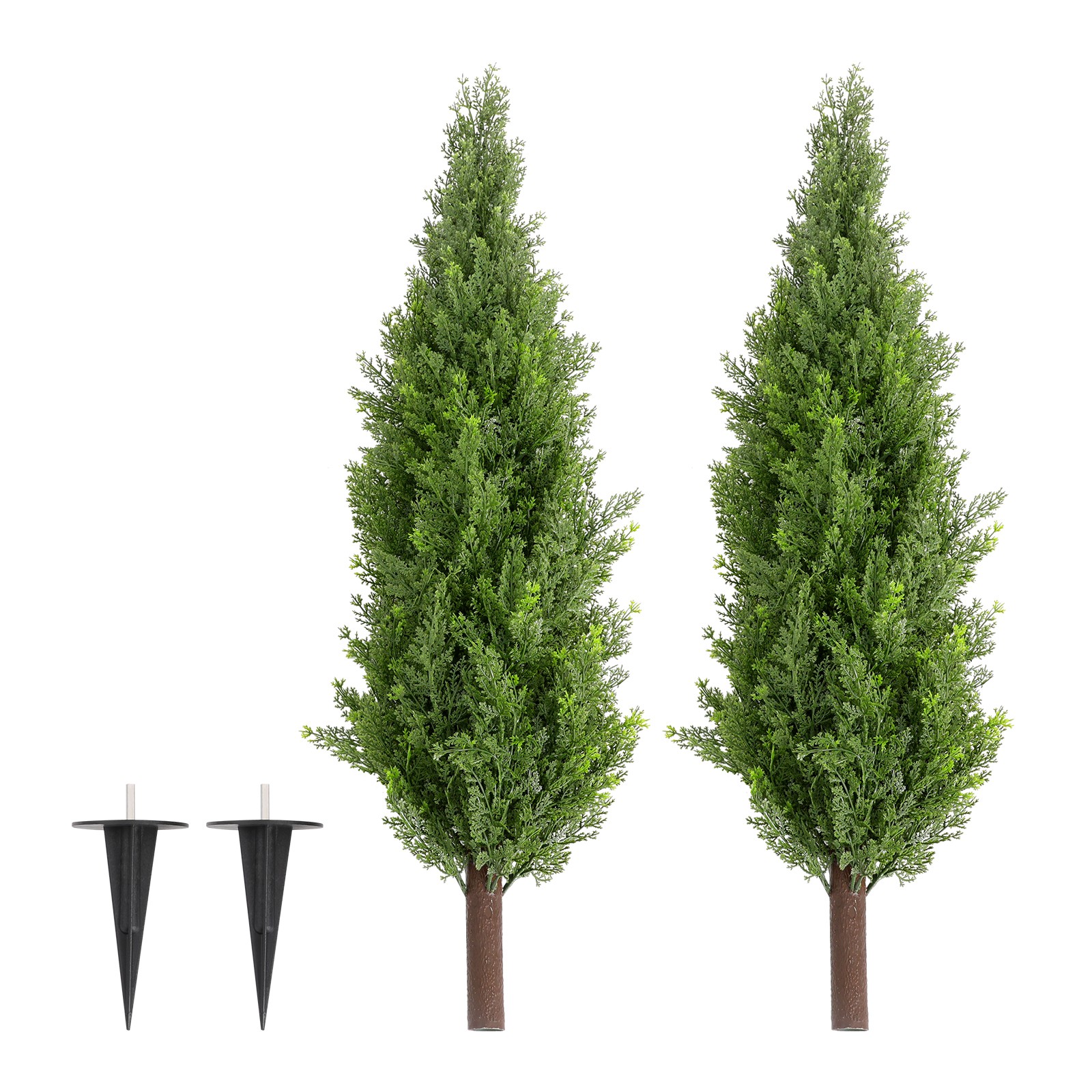 2Pcs 4ft Artificial Cedar Topiary Trees w/ Ground Spike for Porch Garden Office