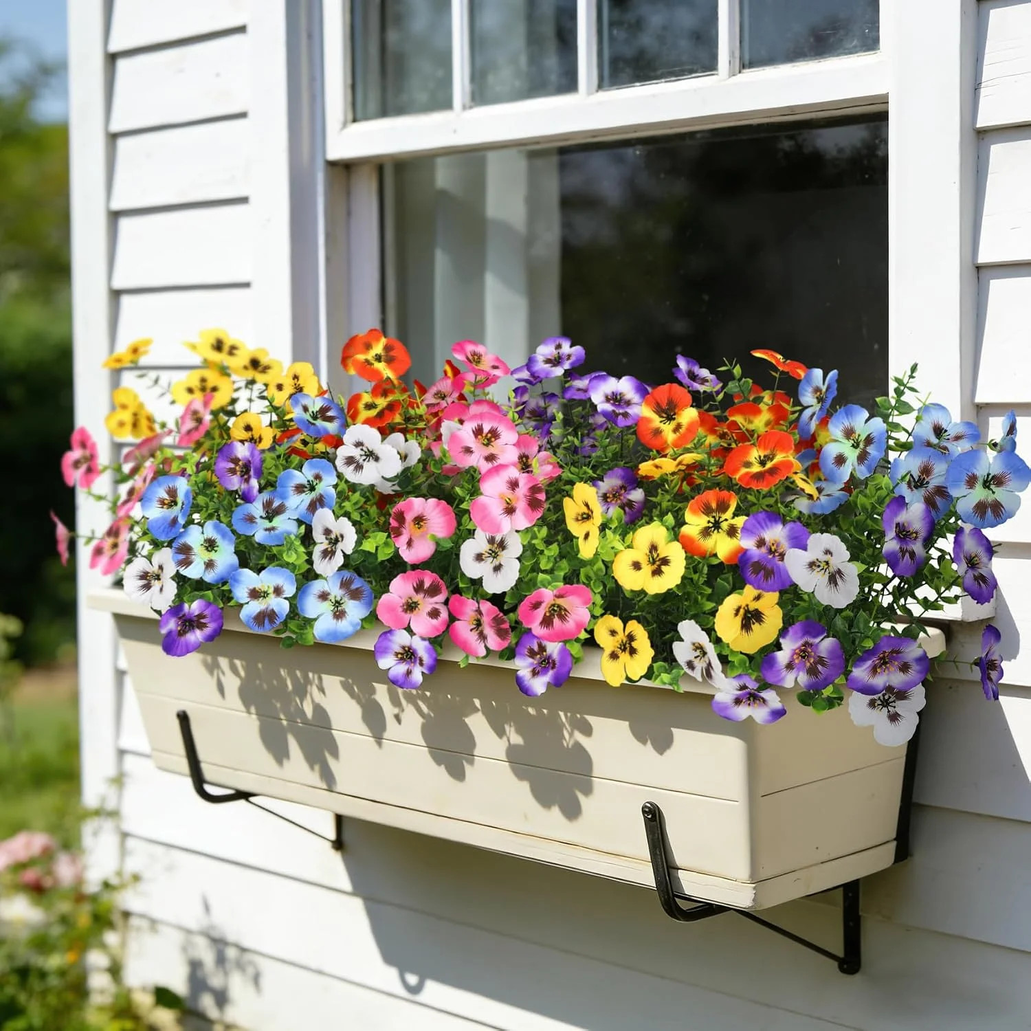 Ouddy Decor 20 Bundles Artificial Pansy Flowers for Outdoors, Mixedcolor | Fake