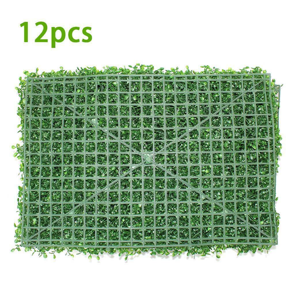 12pcs Artificial Mat Wall Hedge Decor Privacy Fence Panel Garden Grass 24 x 16″
