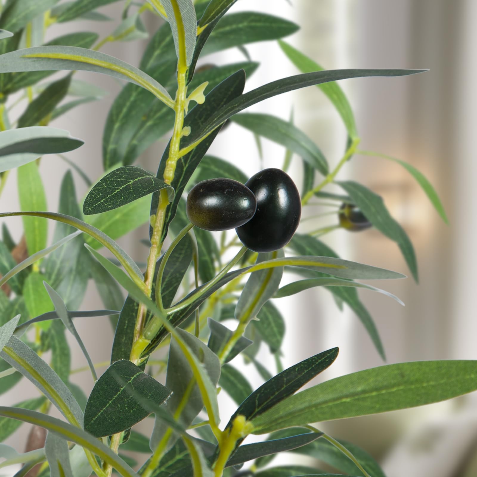 Artificial Olive Tree, 4FT Tall Faux Olive Trees 48in Outdoor Fake Potted Sil…