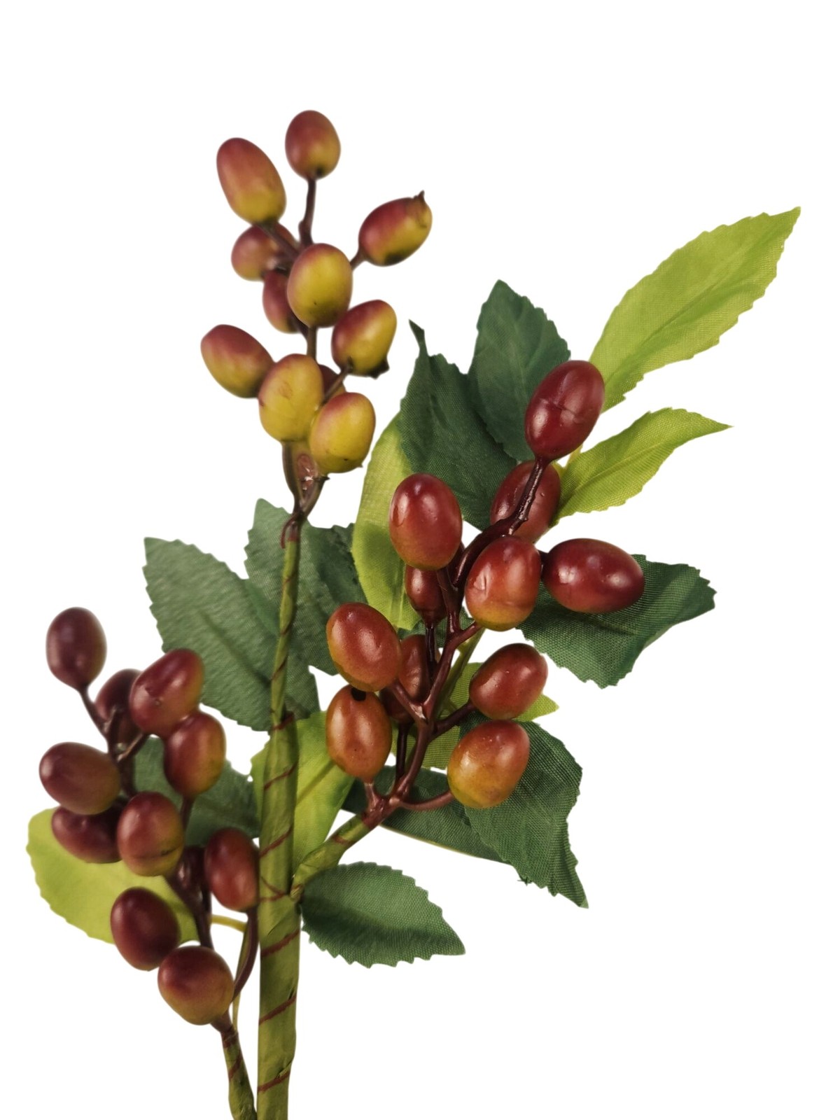 Burgundy Berry Stem 13.5 Inch Artificial Berry Branch Farmhouse Lodge Cabin Deco