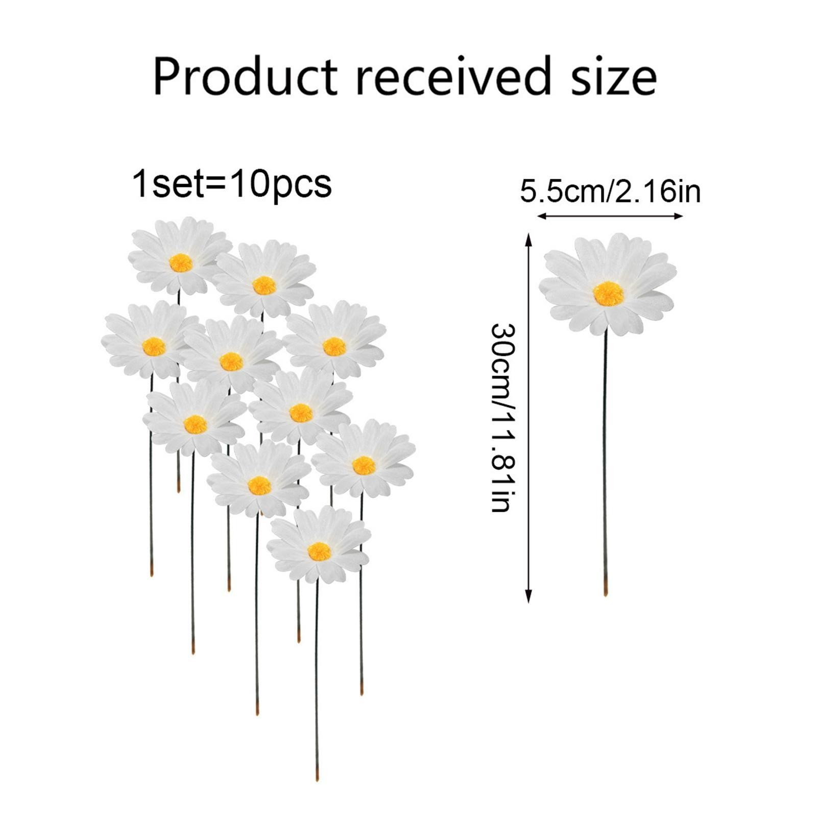 10Pcs Daisy Flower Stakes Plant Flower Stake Outdoor Decor Stake for Lawn