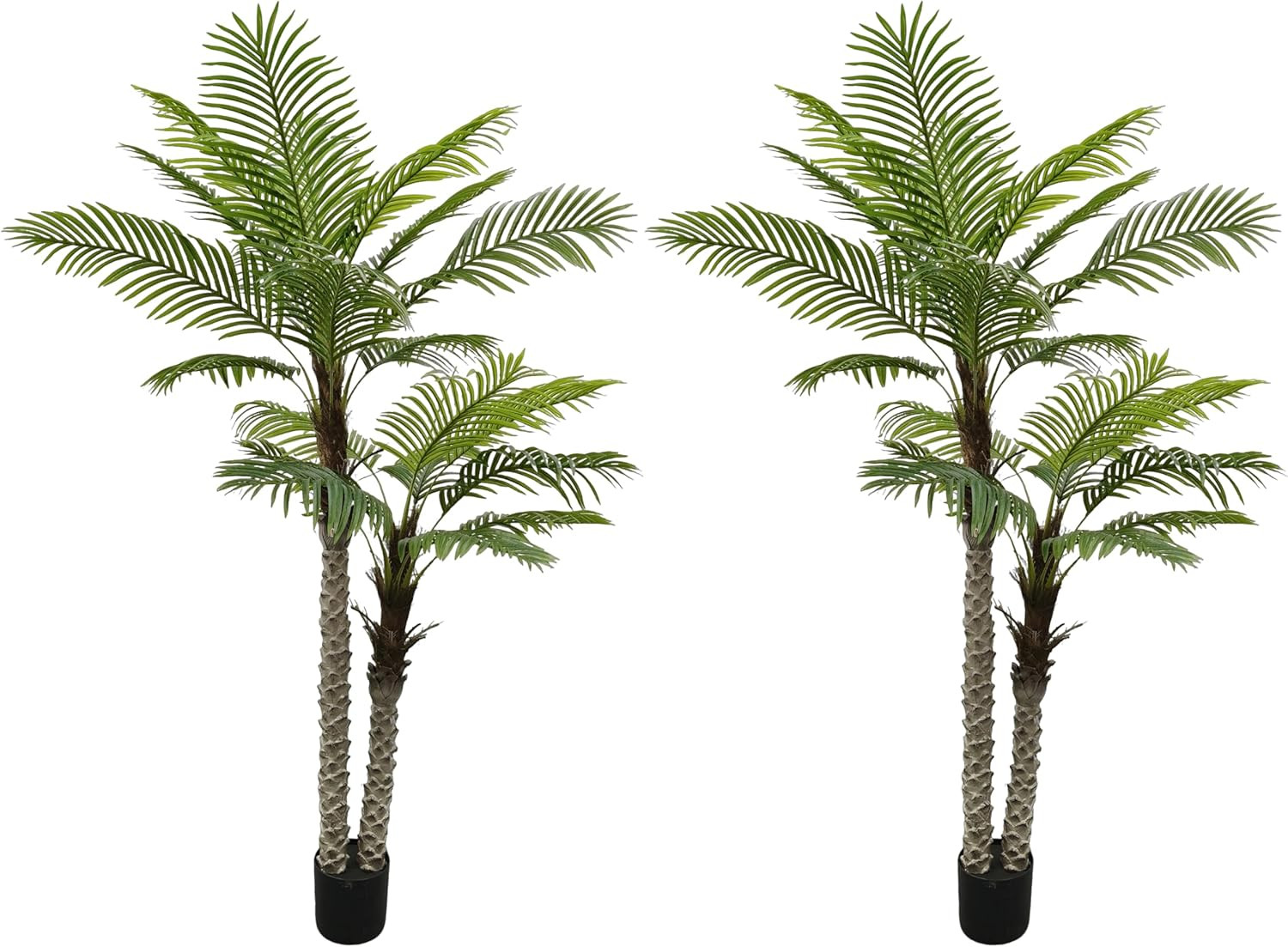 7FT Fake Palm Trees – 2 Pack UV Resistant Faux Silk Plants for Indoor/Outdoor De