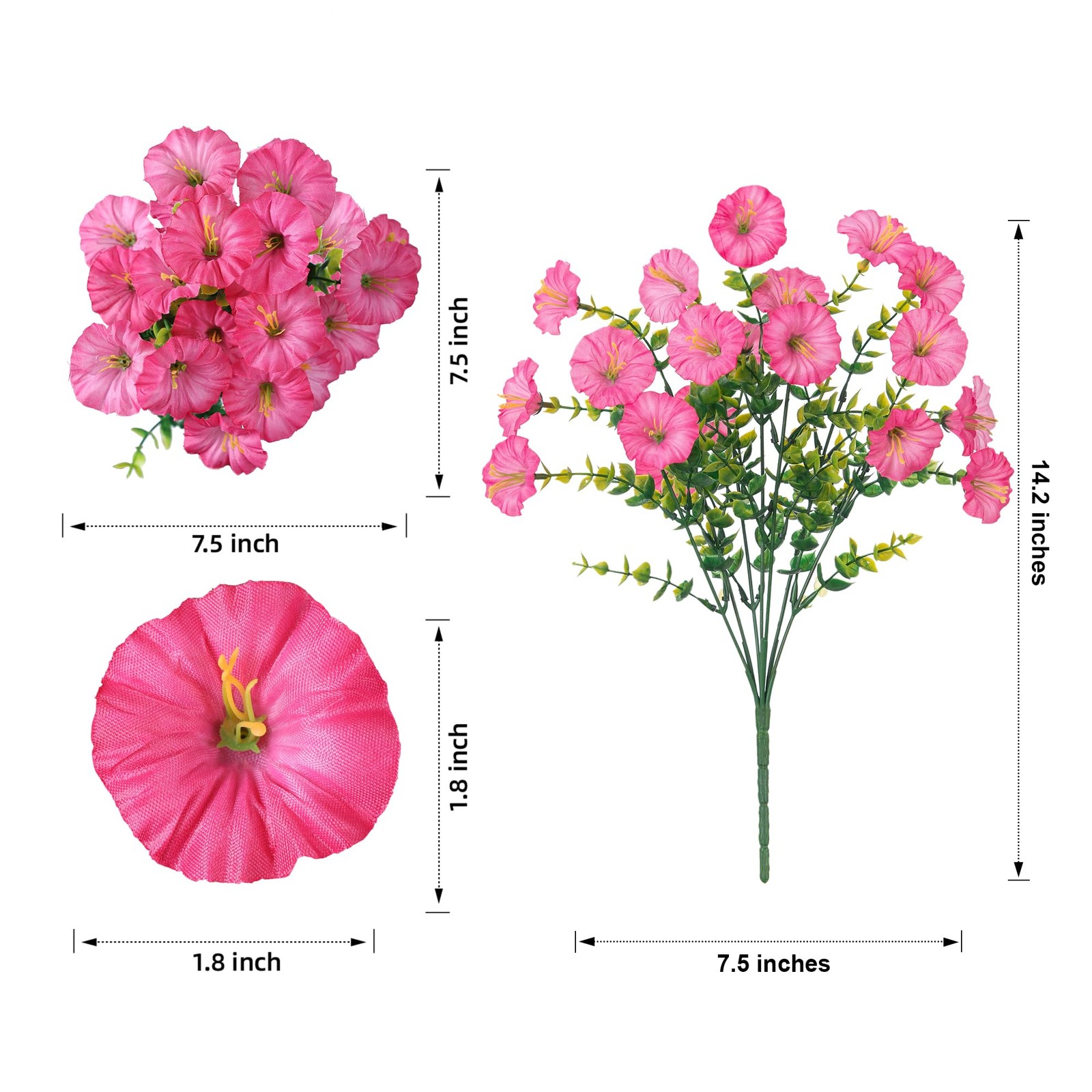 Artificial Flowers Fake Plants for Outdoors Decoration, 12 Bundles Pink Silk …