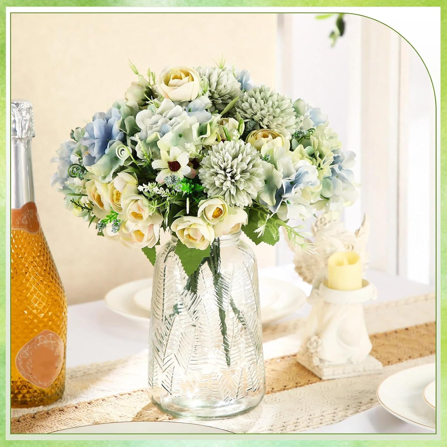 Elegant Peonies & Roses Silk Floral Bouquet for Wedding & Home Decor (12 Bundles