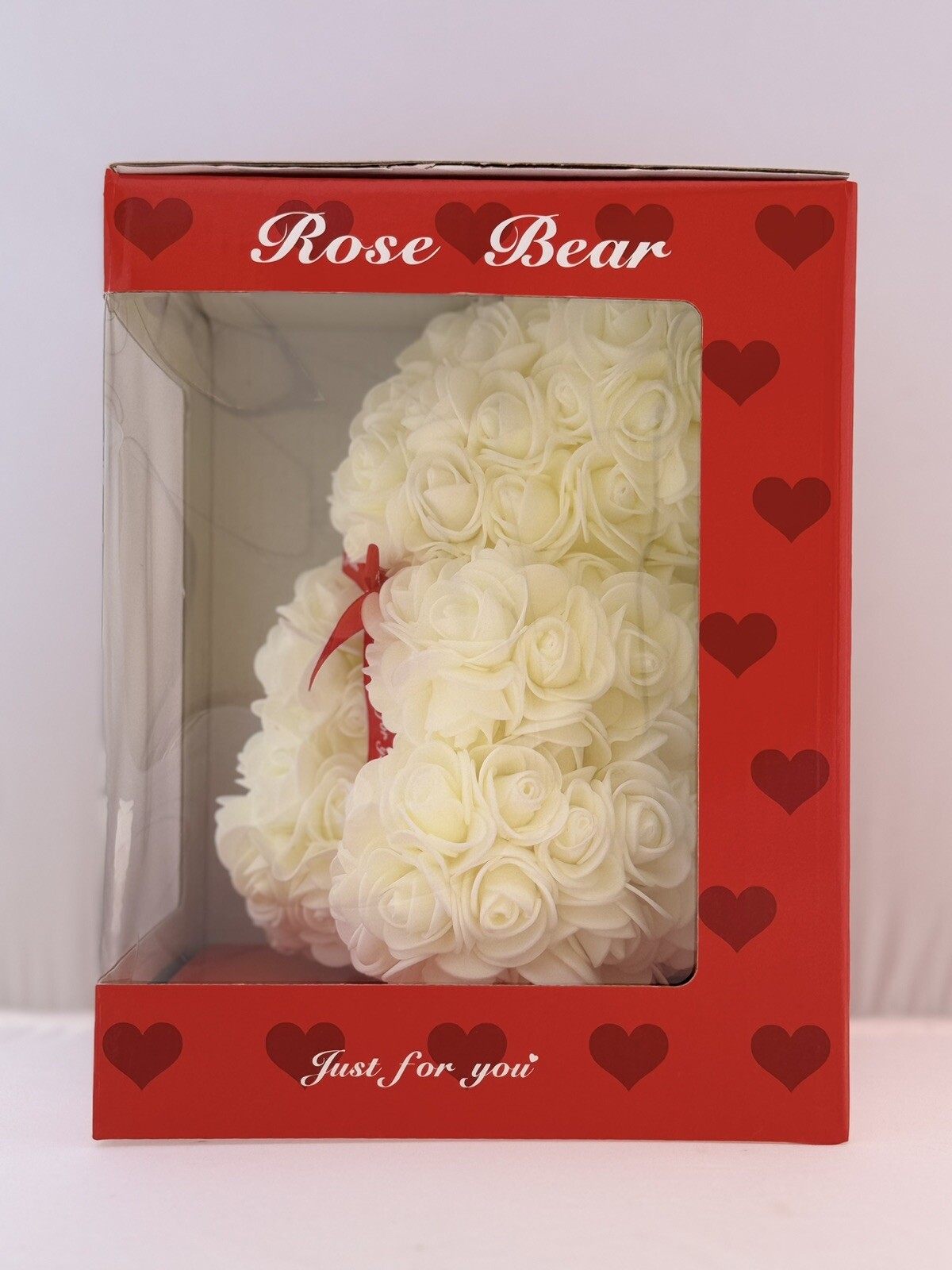 White Rose Foam Teddy Bear All Occasions NIB Great Gift!