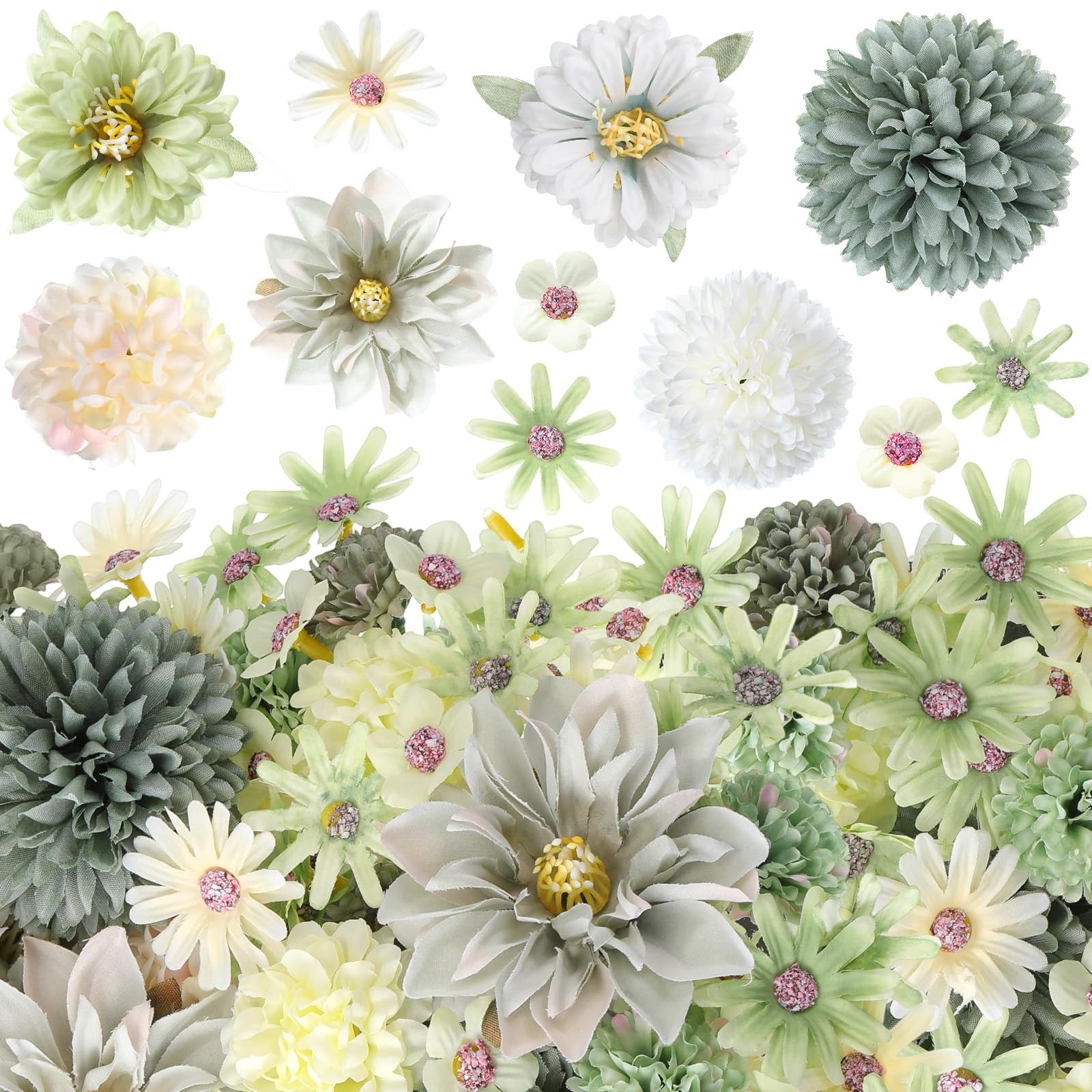 100 Pcs Fake Flower Heads for Crafts Mini Flower Heads Faux Rose Artificial D…