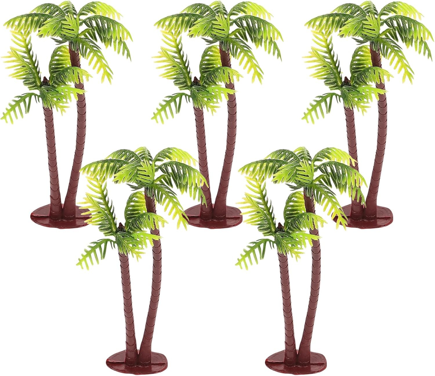 Amosfun 5Pcs Plastic Coconut Palm Model Trees Artificial As Shown