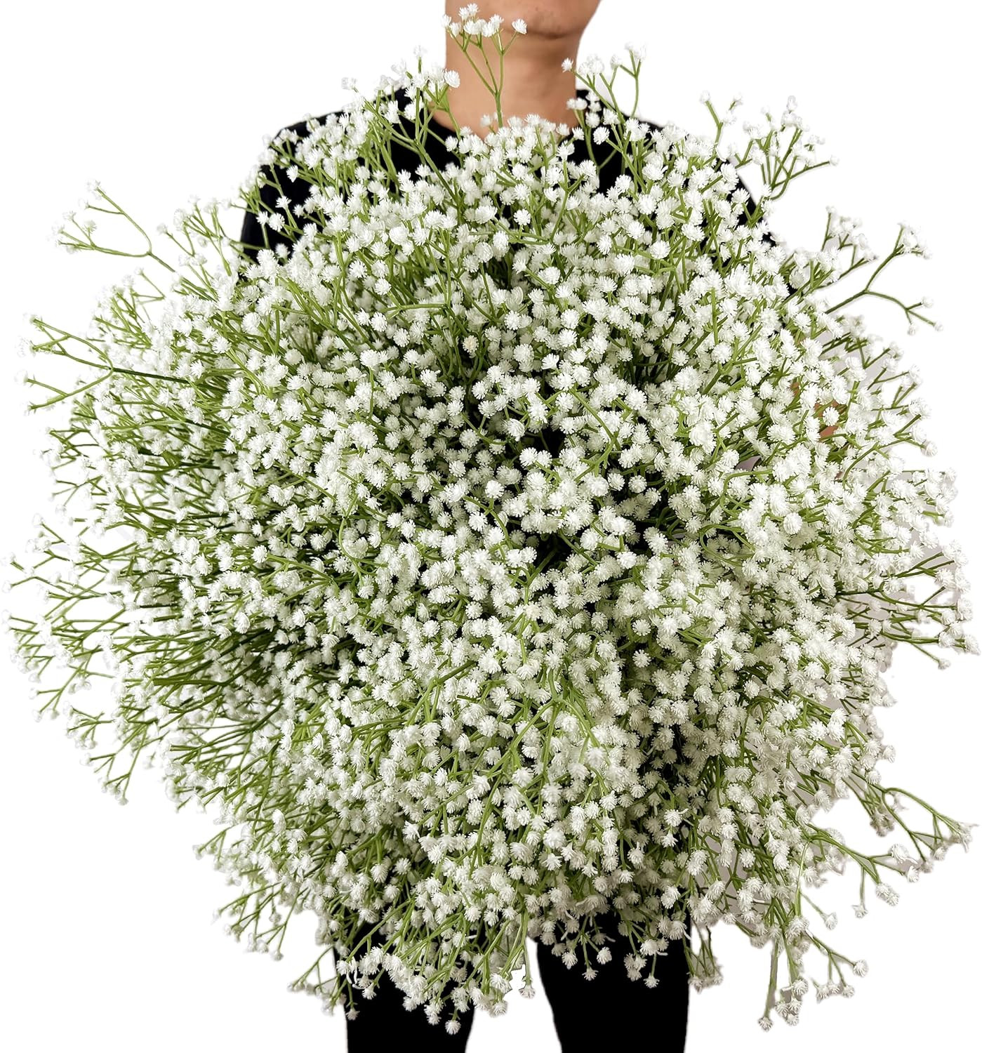 80Pcs White Artificial Baby’s Breath Flowers for Home & Wedding Decor