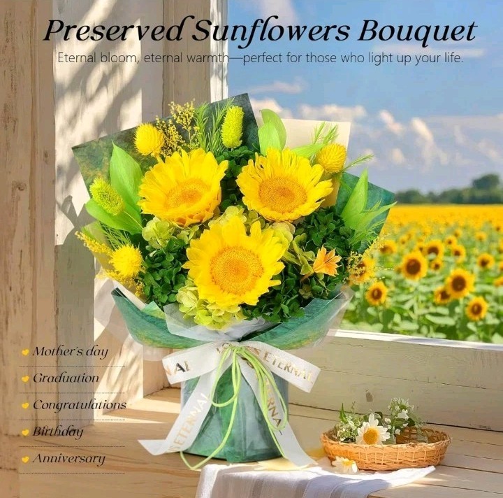 Preserved Sunflower Bouquet – Forever Flowers for Delivery, Long-Lasting Flower