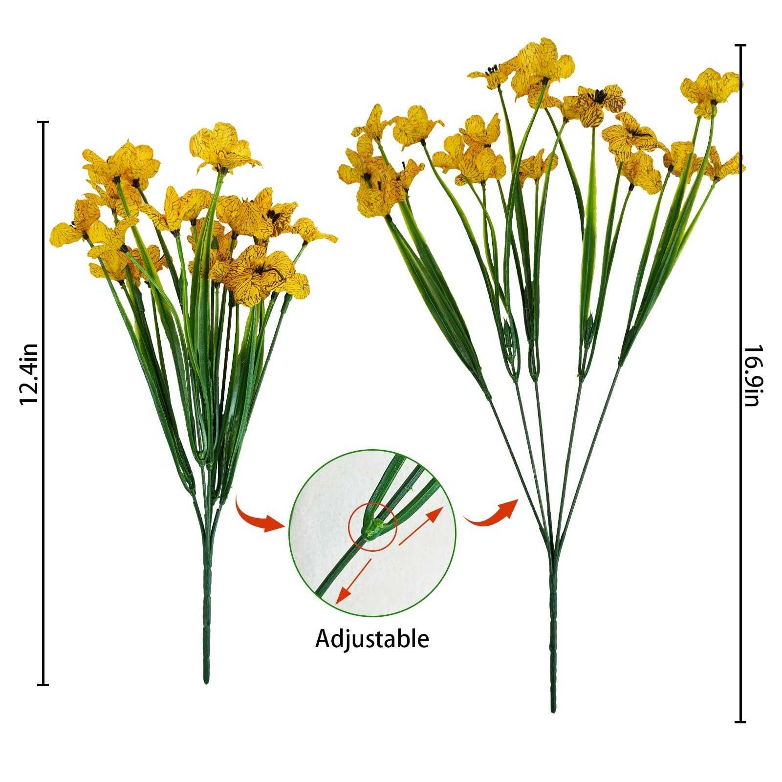 72 Bundles UV Resistant Yellow Artificial Flowers for Outdoor Home Garden Décor