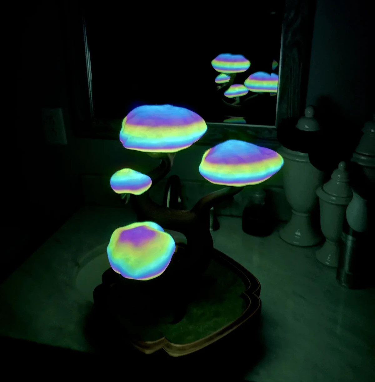 No Maintenance Bonsai Tree Rainbow Glow in the Dark w/Hidden Storage Compartment