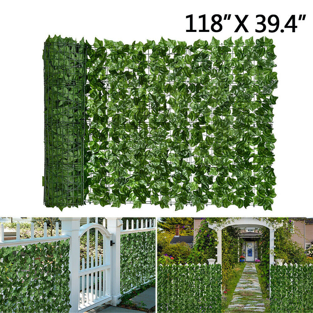 118″x39″ Artificial Privacy Fence Wall Screen Faux Ivy Leaf Outdoor Garden Decor