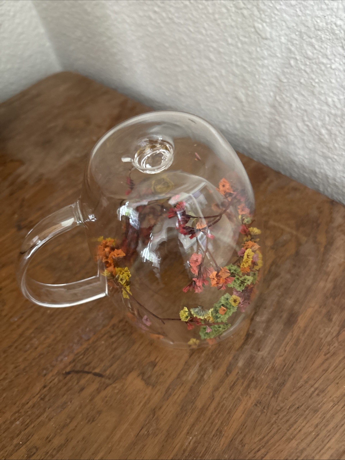 Dried Flowers Glass Mug Double Wall Coffee Tea Cup Botanical Floral Fun Gift
