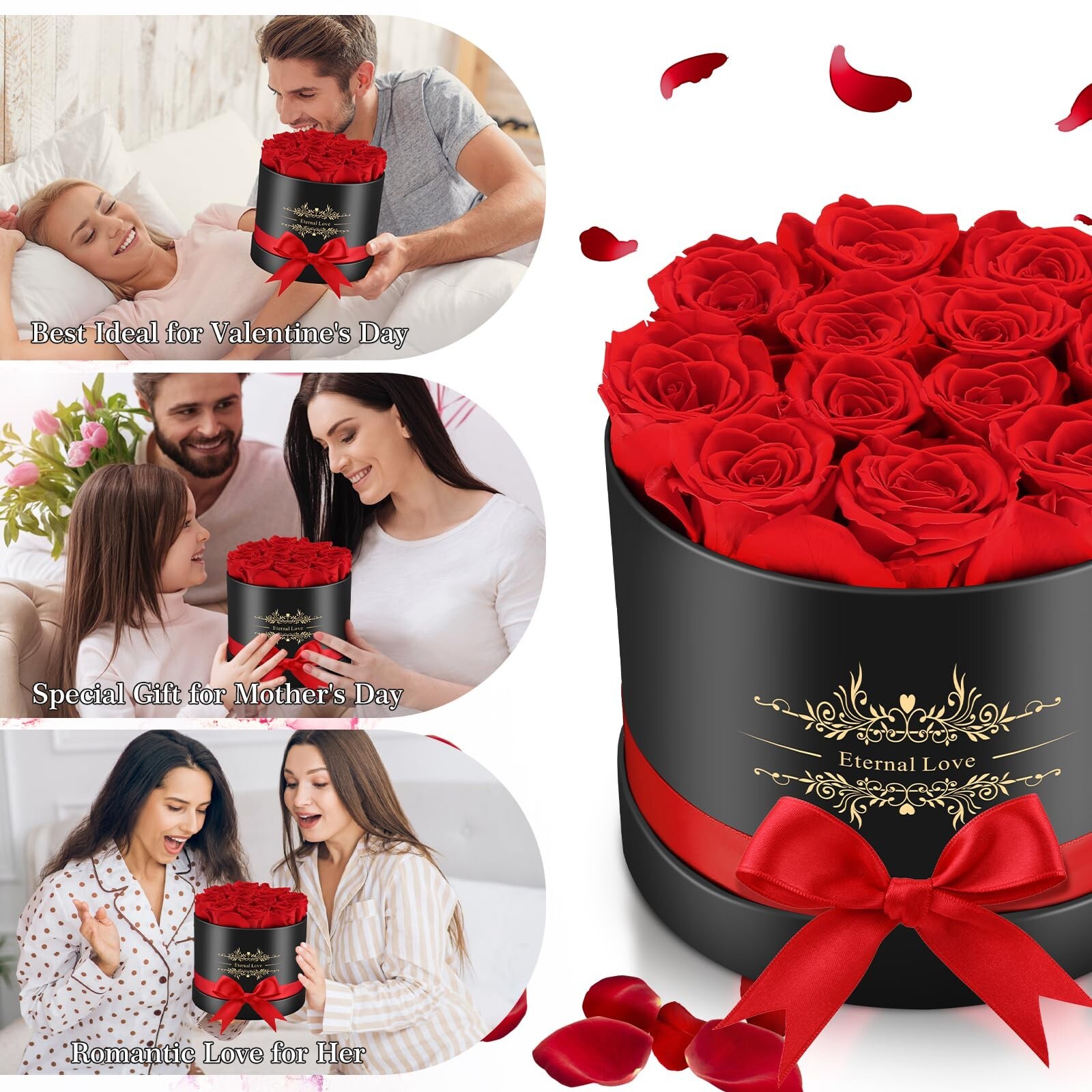 Jibeufi Forever Flowers Preserved Rose in a Box 100% Real Roses Last Up to 3 …