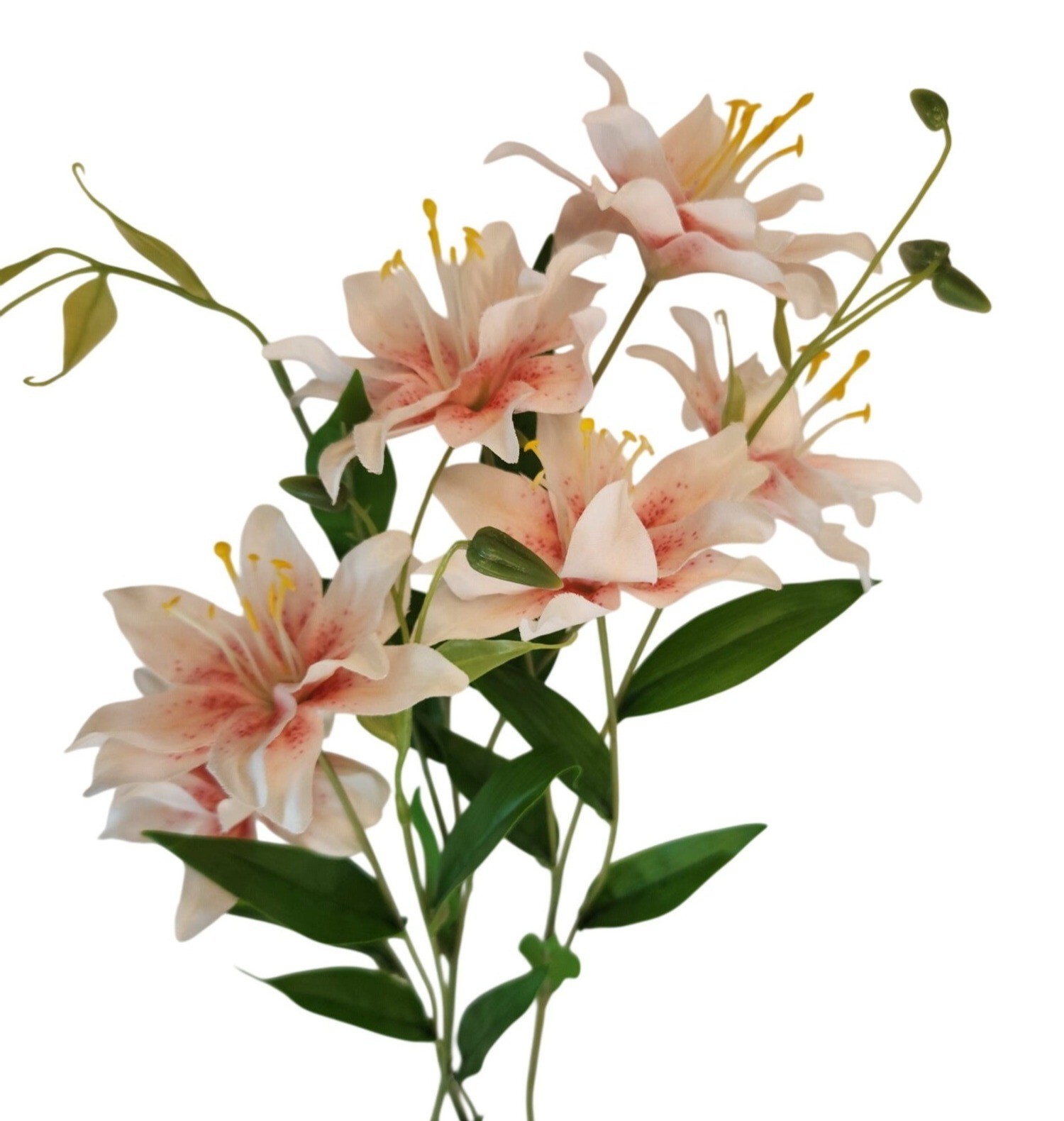 Luxury Artificial Asiatic Lily Stem 27 Inch | Blush Pink and White Faux Lily | D