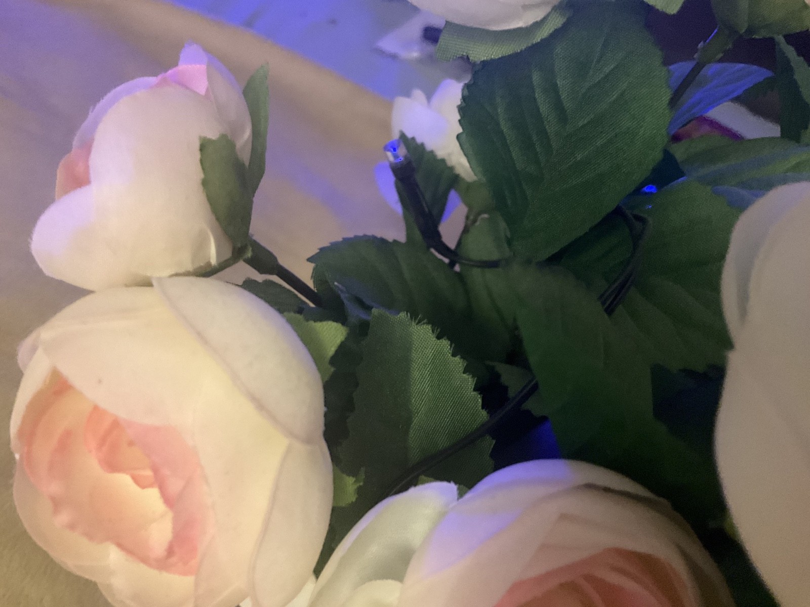Artifical Roses in Glass Container w/ Solar Lights