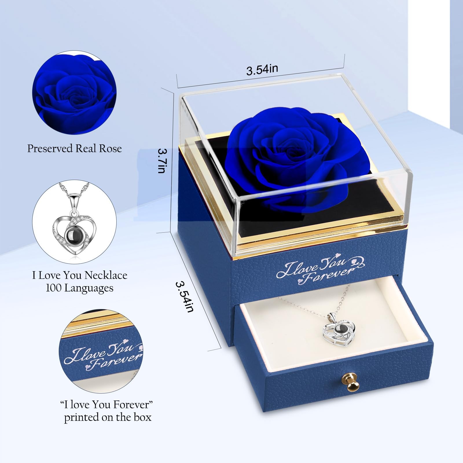 Valentines Day Gifts for Her, Preserved Real Blue Rose, Forever Flowers Rose …