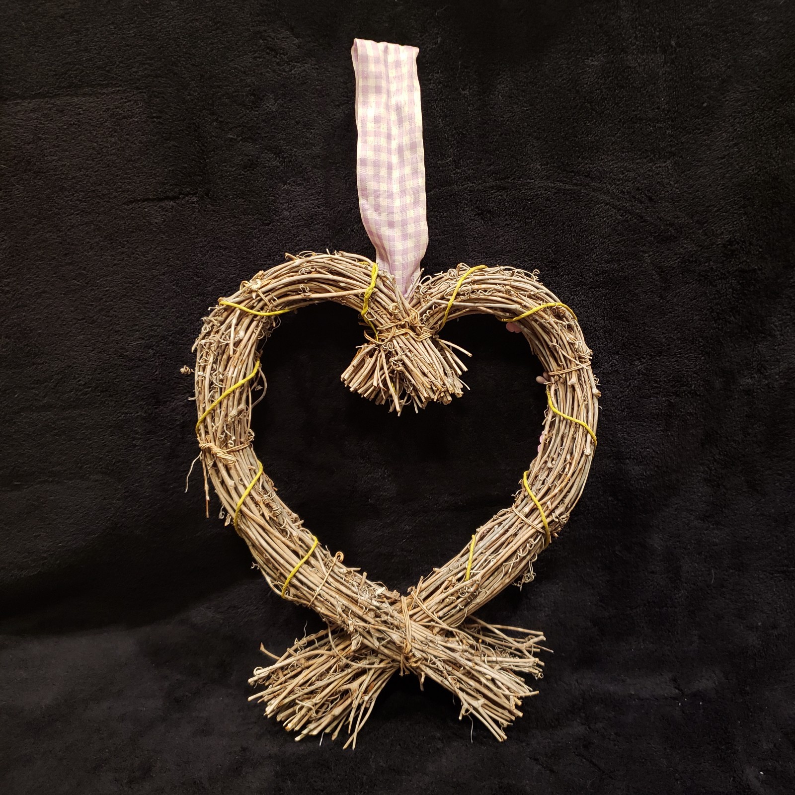 Heart Shaped Grapevine Vintage Wreath Purple Flower Grandma Cottagecore Handmade