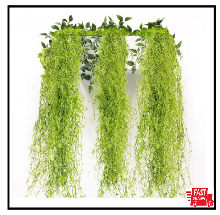 Faux Spanish Moss – Artificial Hanging Moss Bulk for Plants 3PCS Fake Green-2
