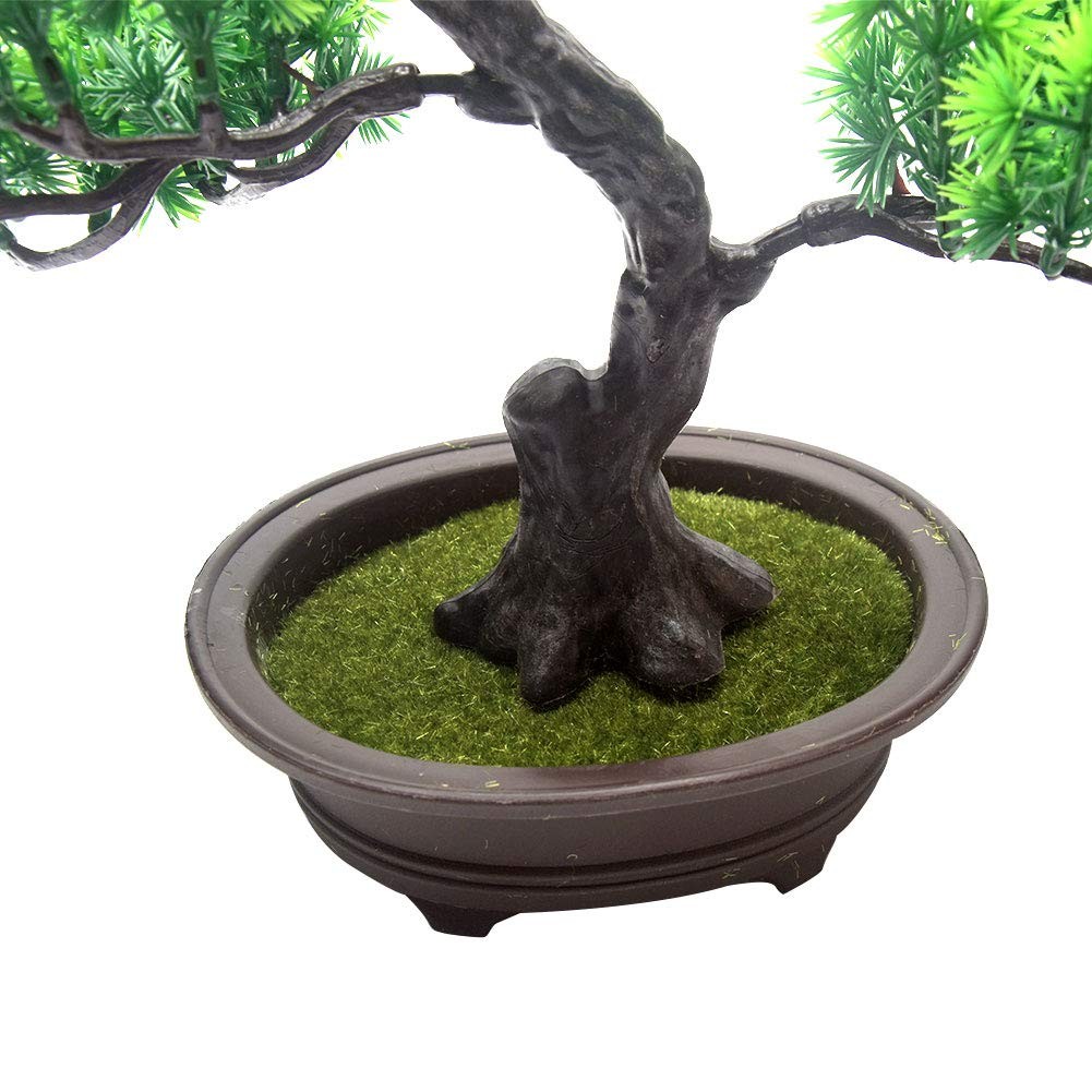 Artificial Bonsai Pine Tree, 11Inch Faux Potted Plant Desk Display Fake Tree Pot