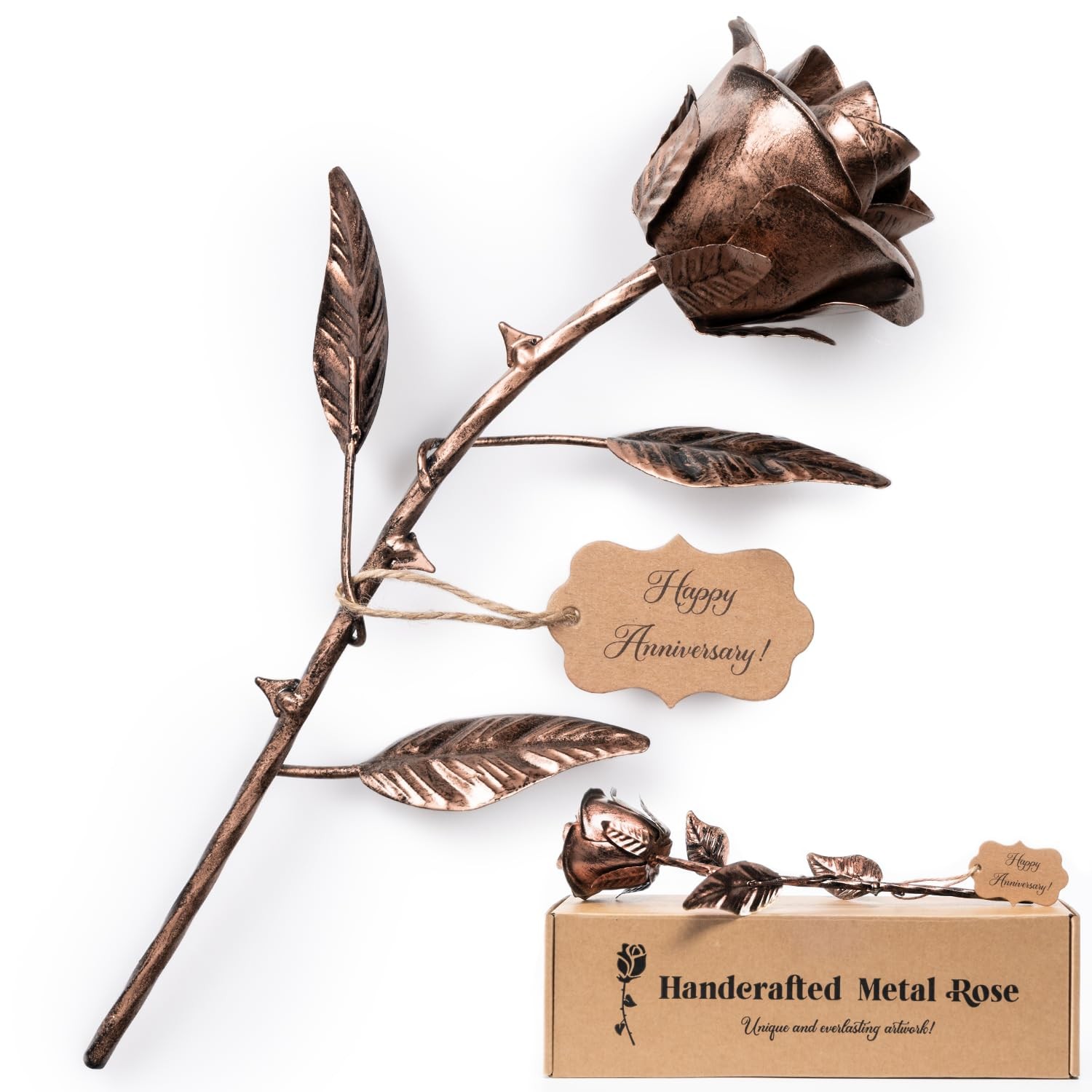 BESZONE 7 Year Anniversary Copper Gift for Her – Metal Rose Copper Gift for W…