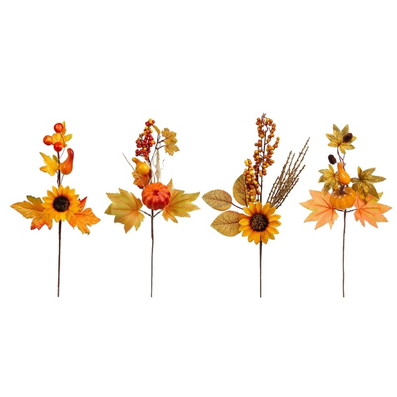 2pcs Thanksgiving Harvest Display Craft Supplies Artificial Maple Leaves Branch