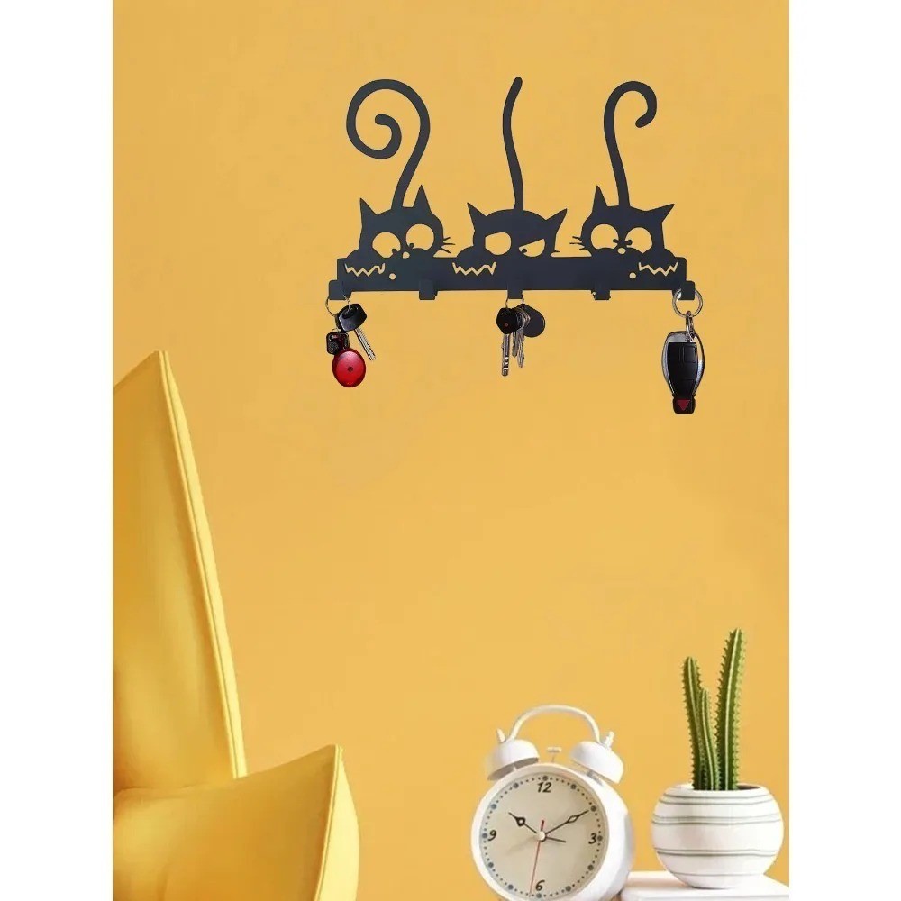 Vintage Black Wall Mounted Metal Coat Rack Hooks for Hats Keys Organization