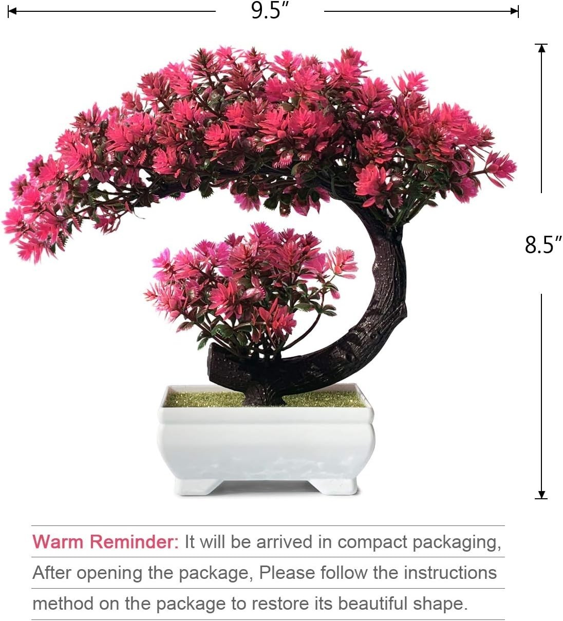 Compact 8.5” Tall Faux Bonsai Tree in White Pot – Perfect Indoor Decor Piece