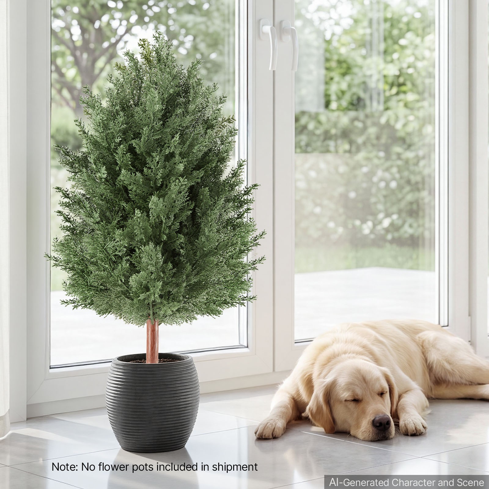 Uimoso Artificial Topiary Cedar Bush 3 Ft Set of 2 Greenery Shrubs PE Material