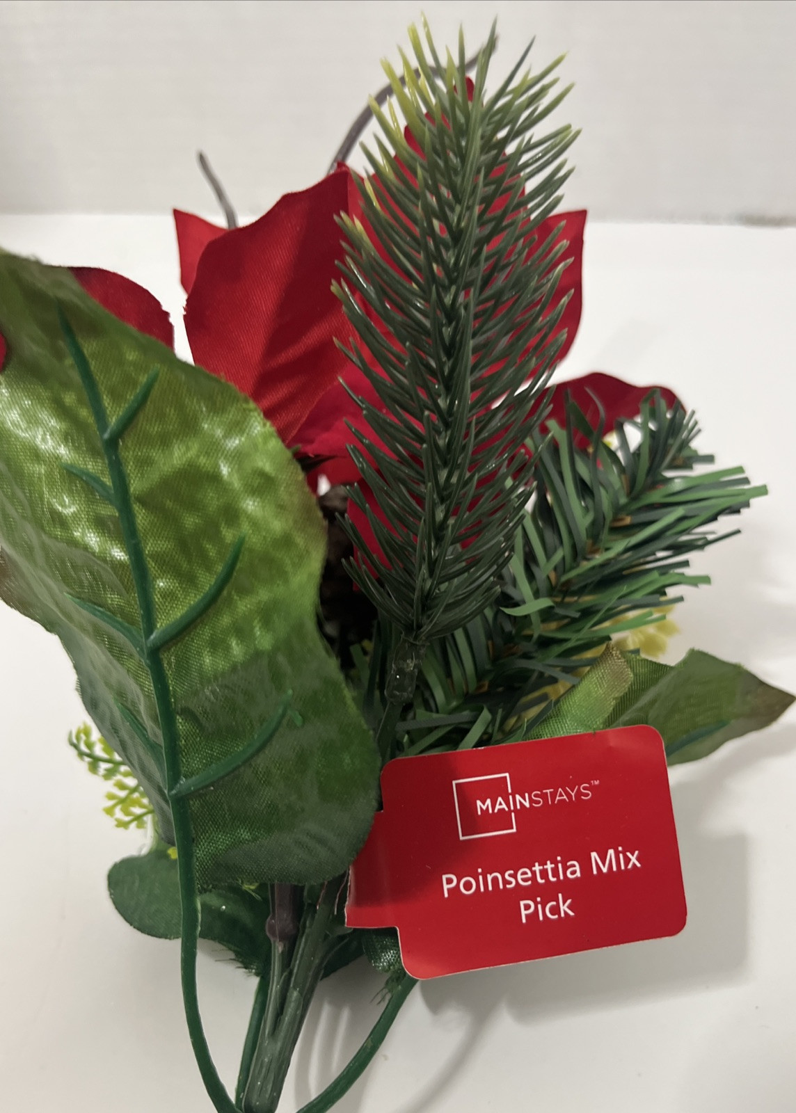 Lot Of 3 Red Poinsettia Mix Pick Artificial Flowers 12 Inch Decor NWT