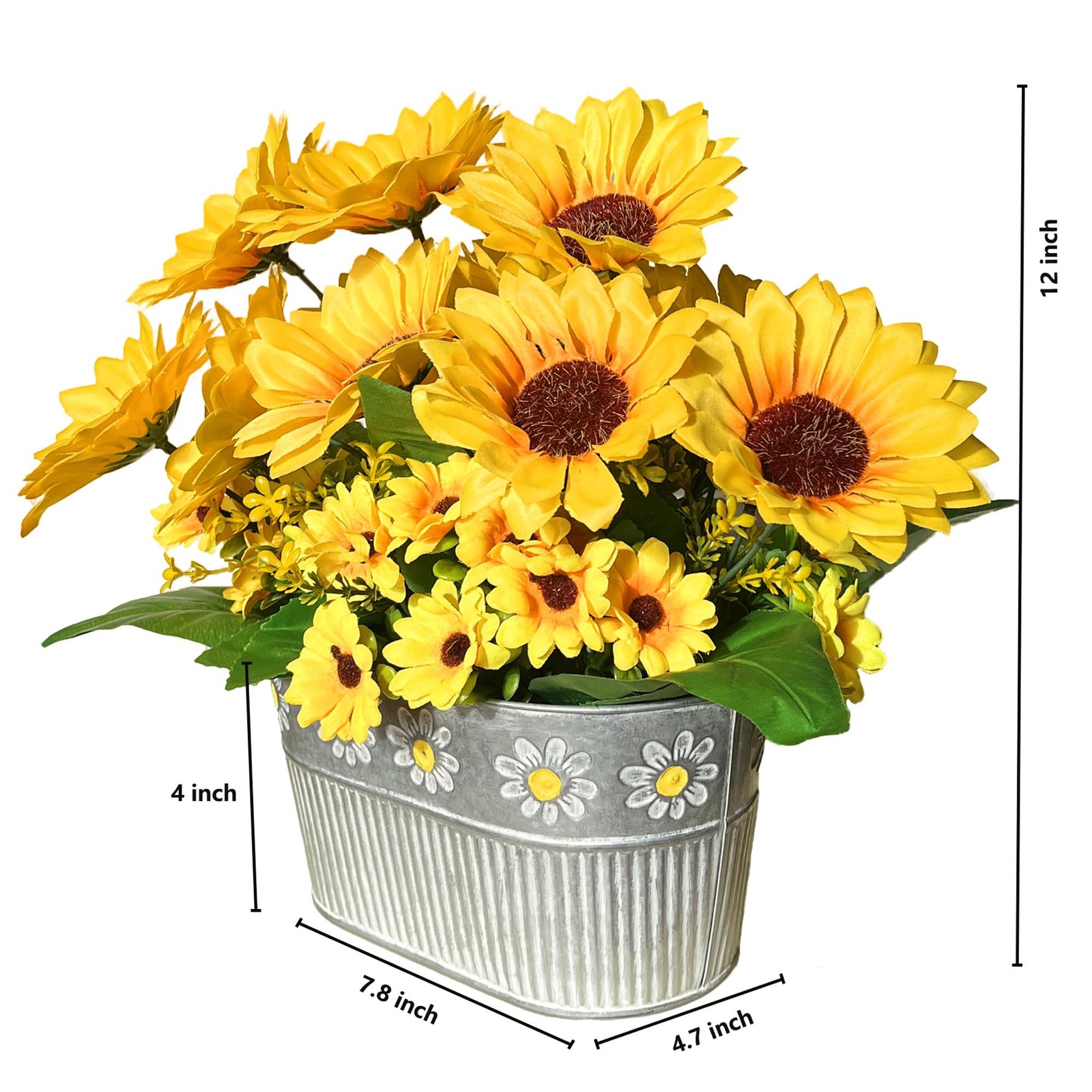 hopeme Artificial Flowers Fake Sunflowers in Pot, Faux Silk Flowers Floral Ta…