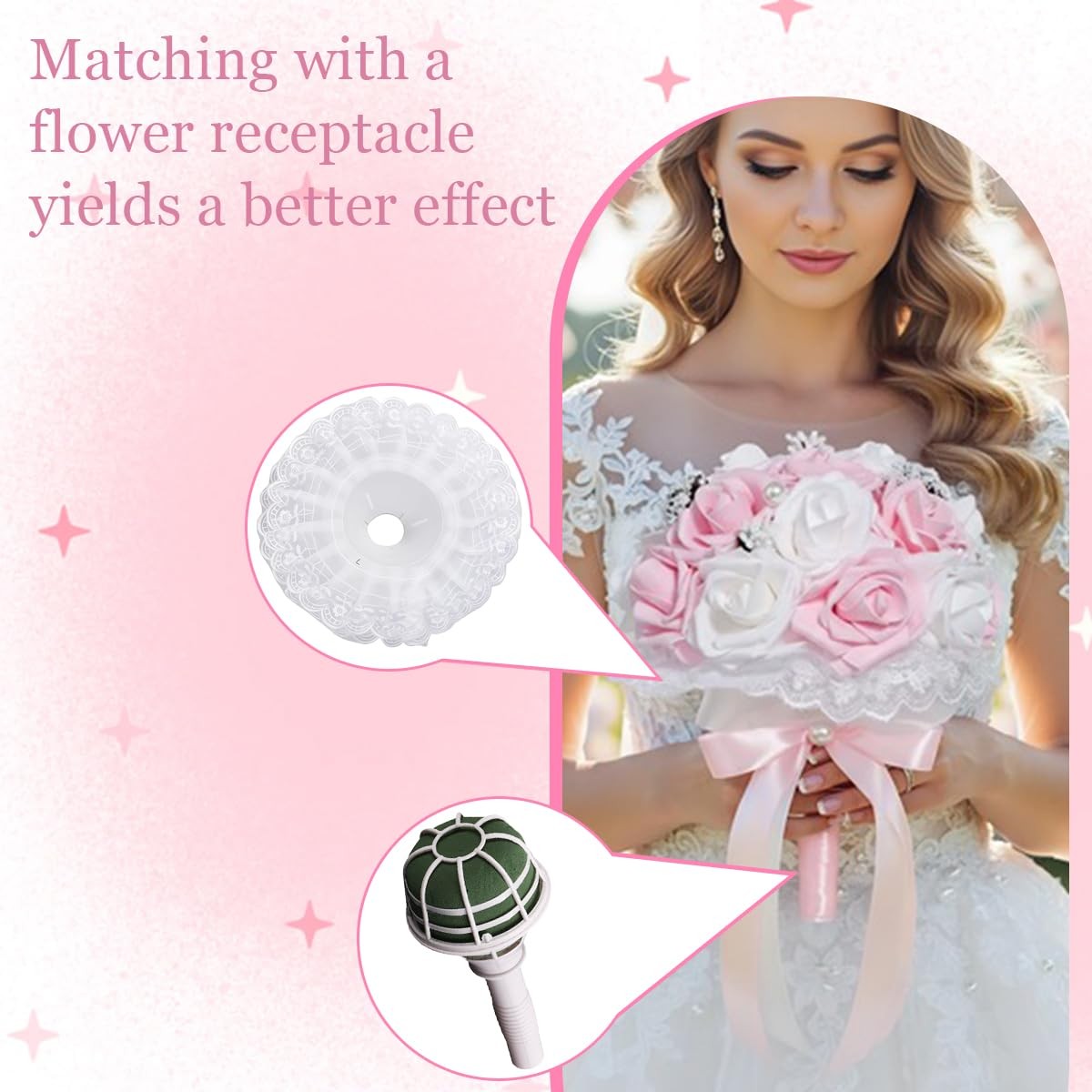 4 PCS White Lace Bouquet Collar Wedding Bridal Floral Holder Wrap DIY Decor