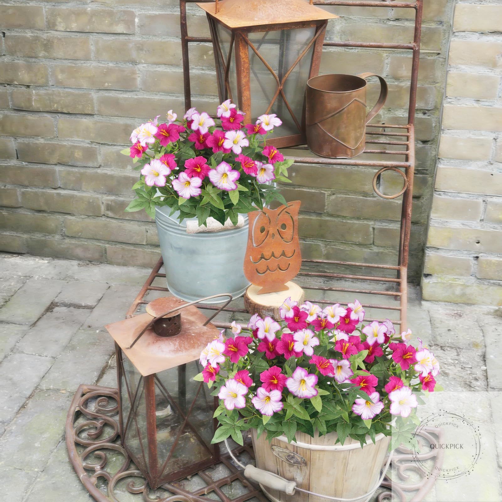 2Pcs Artificial Flowers for Outdoors Fake Plants Outside Spring Summer Decorat